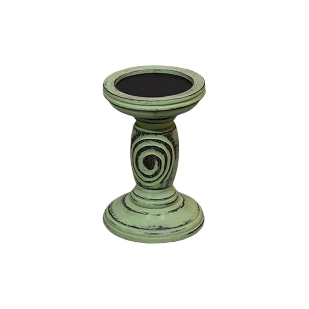 Handmade Wood Eco - friendly Traditional Antique Sage Pillar Candle Holder - BBH HOMES LLC