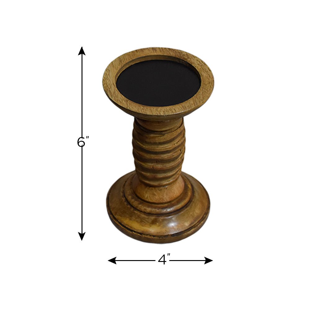 Handmade Wood Eco - friendly Traditional Medium Polish Pillar Candle Holder - BBH HOMES LLC