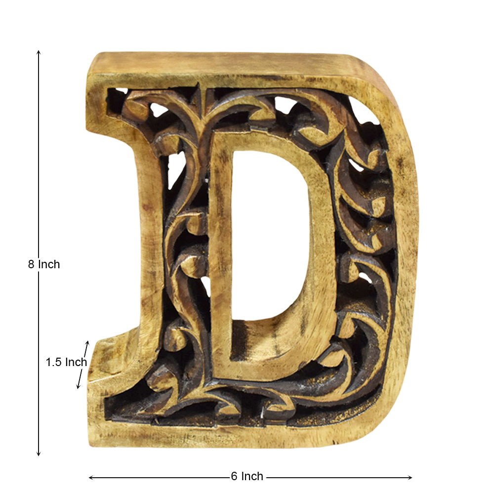 Heritage Carved Mango Wood Letter with Dark Highlights - BBH HOMES LLC