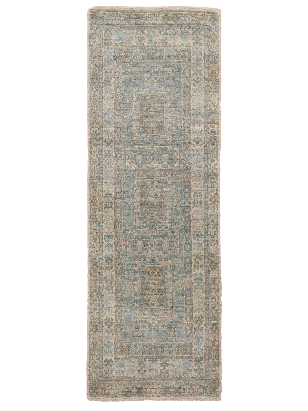 Opal Hand Knotted Green Beige Oriental Area Rug