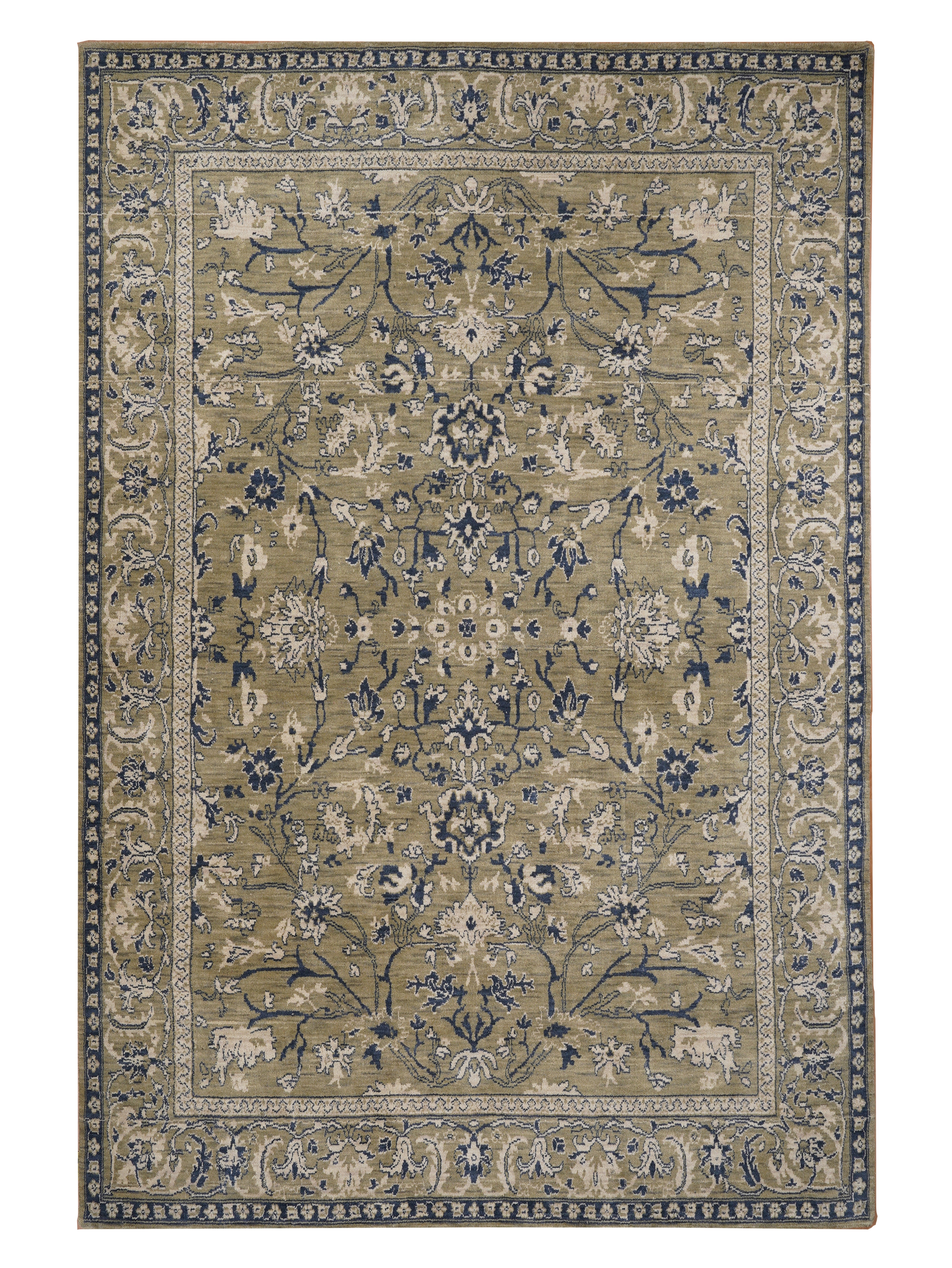 Decorative rug with intricate patterns on a plain background