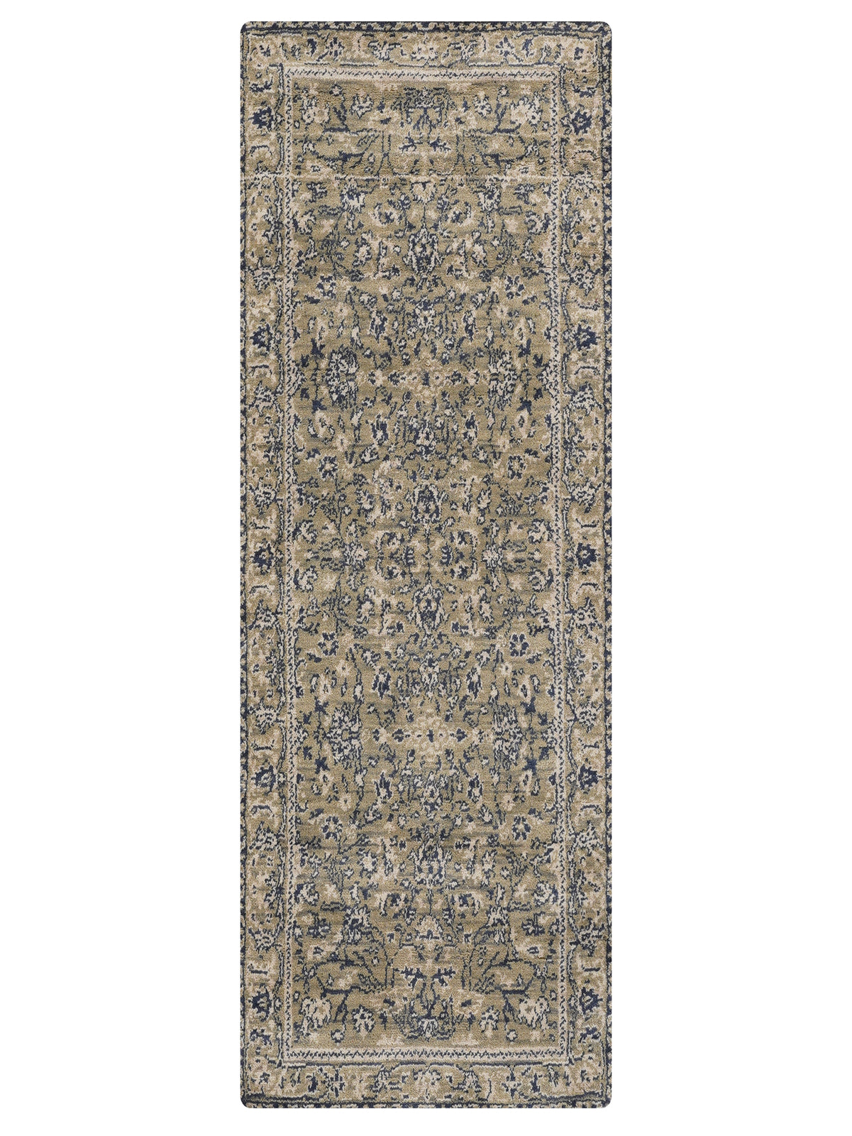 Nain Olive Hand Knotted Wool Oriental Area Rug