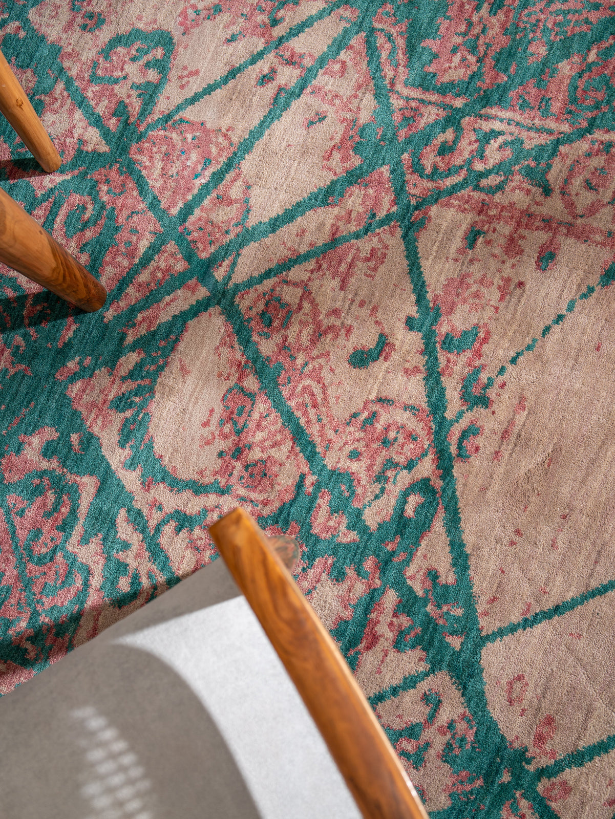 Teal Reverie Hand Knotted Oriental Wool Area Rug