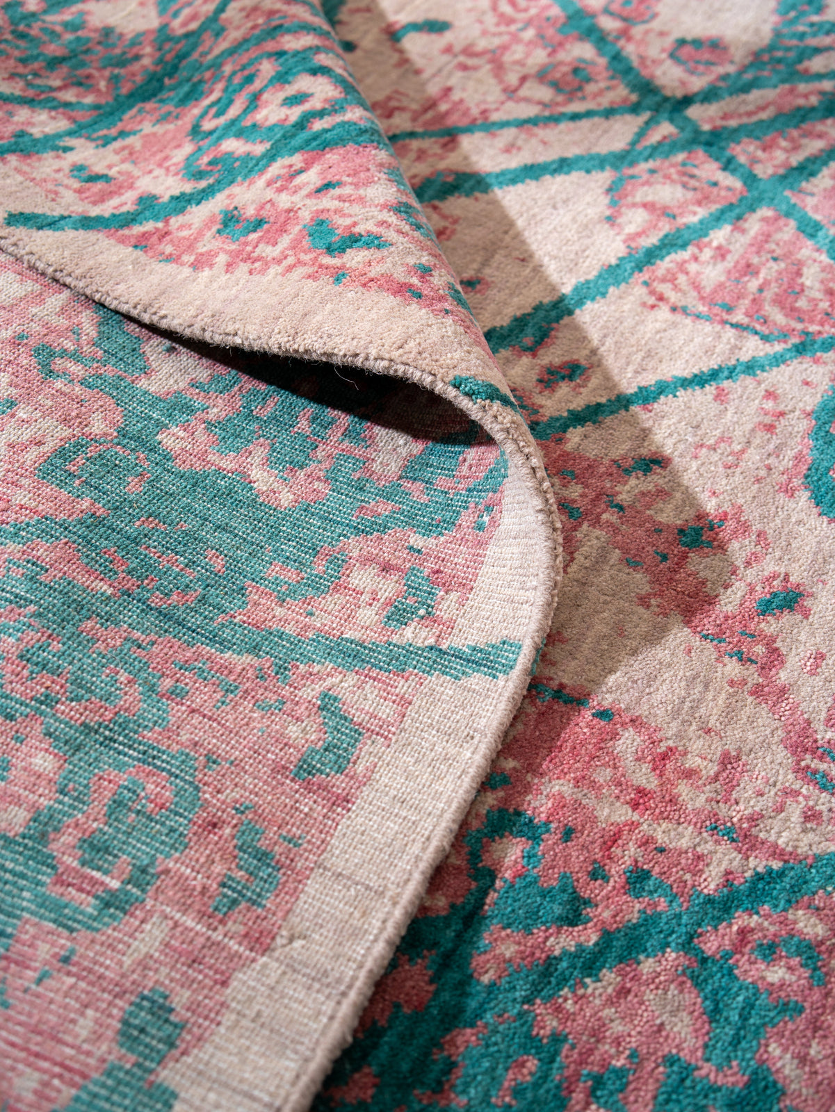 Teal Reverie Hand Knotted Oriental Wool Area Rug