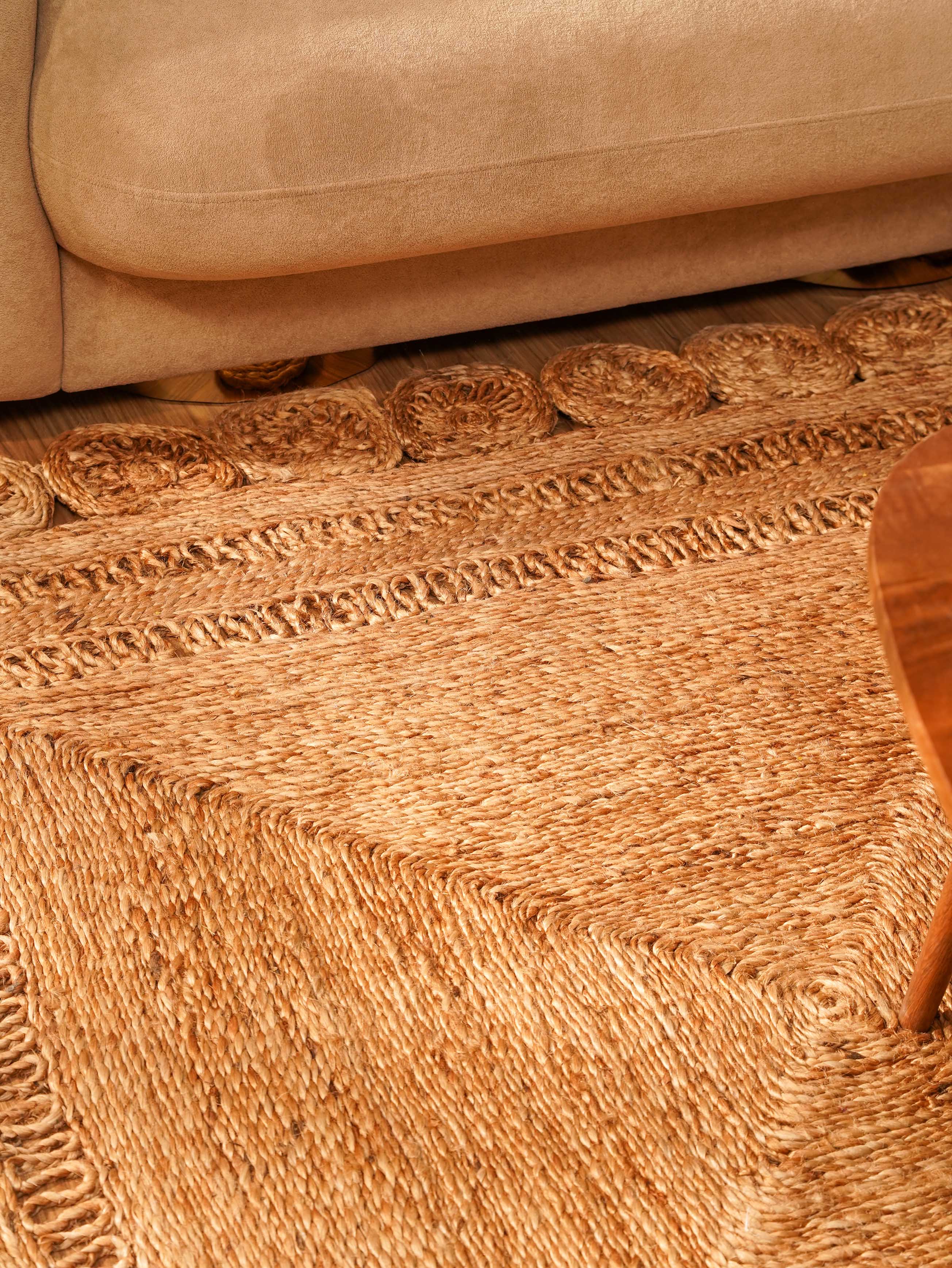 Natural Wheat Brown Handwoven Jute Rug – Flatweave Eco-Friendly Area Rug in Round, Rectangle & Square