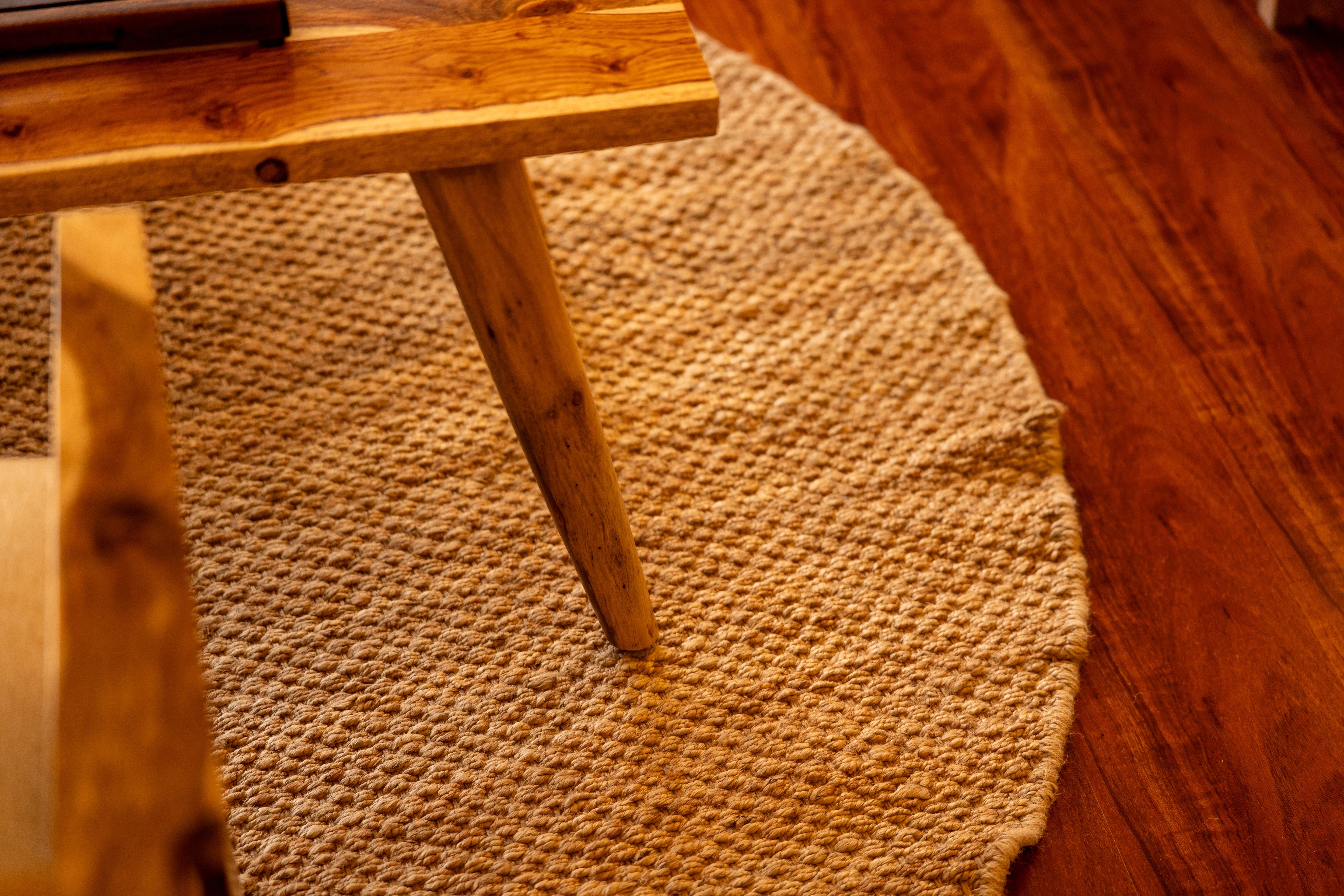 Light Brown Handwoven Jute Rug – Natural Flatweave Area Rug