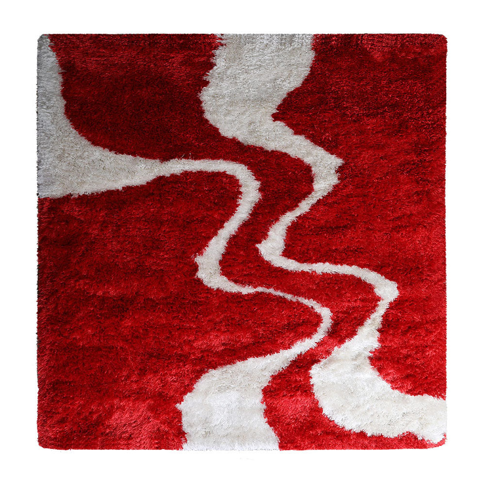 Scarlet Wave Hand Tufted Shag Rug