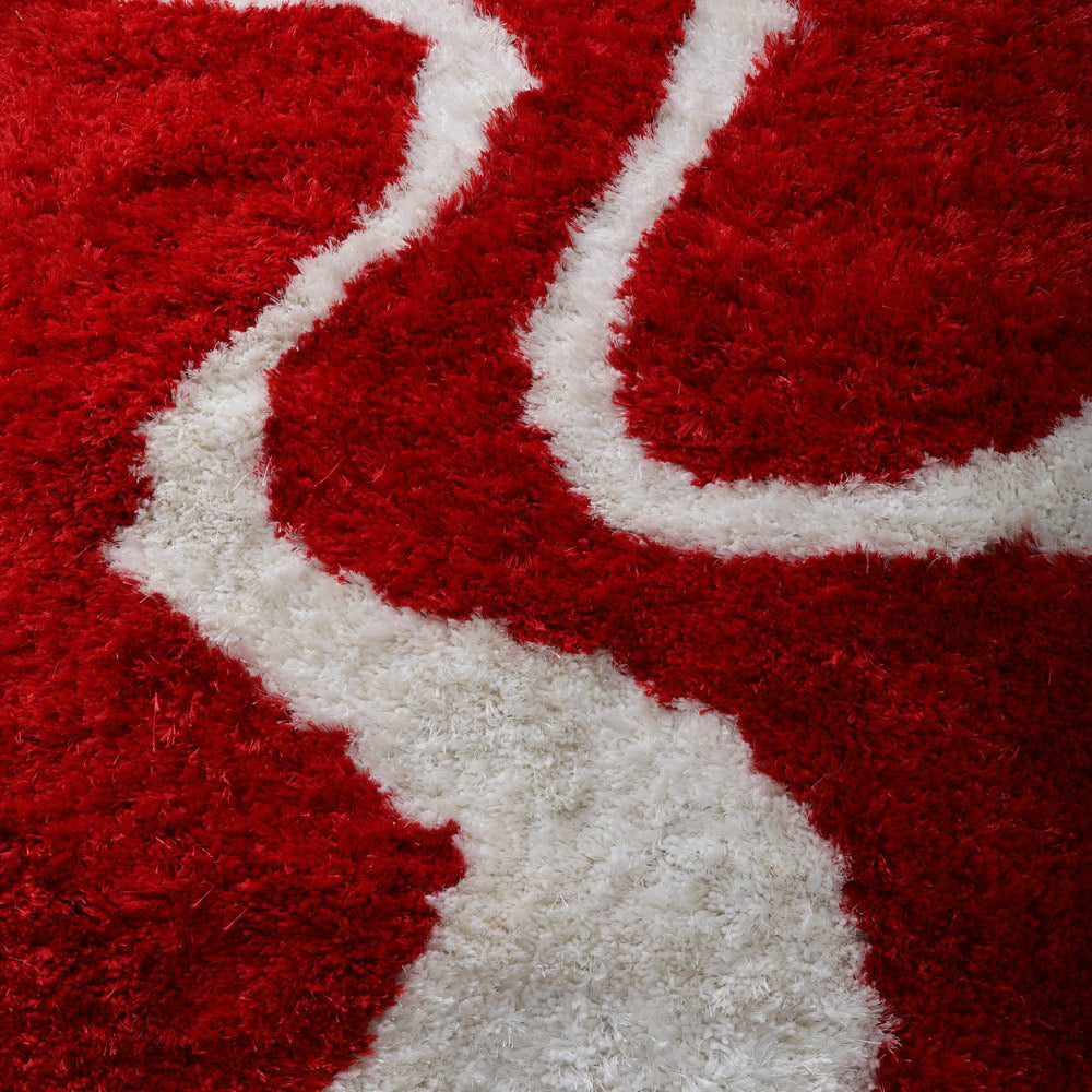 Scarlet Wave Hand Tufted Shag Rug