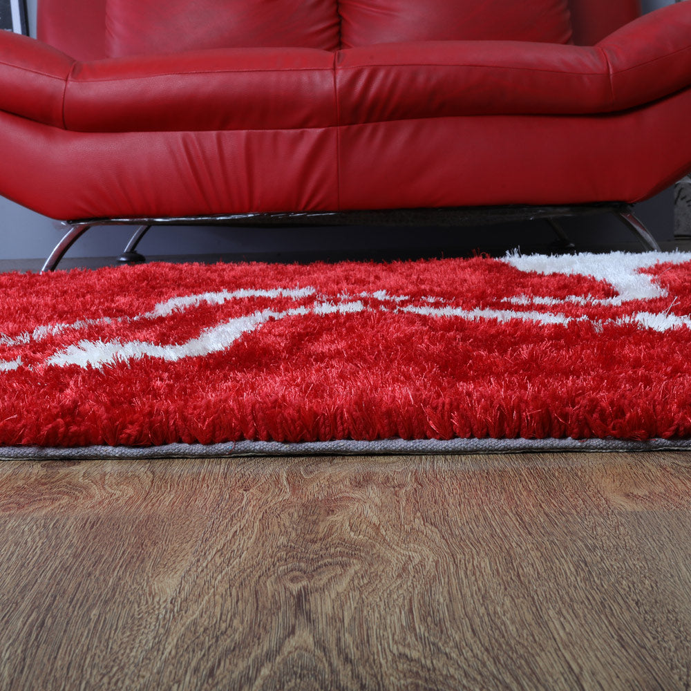 Scarlet Wave Hand Tufted Shag Rug