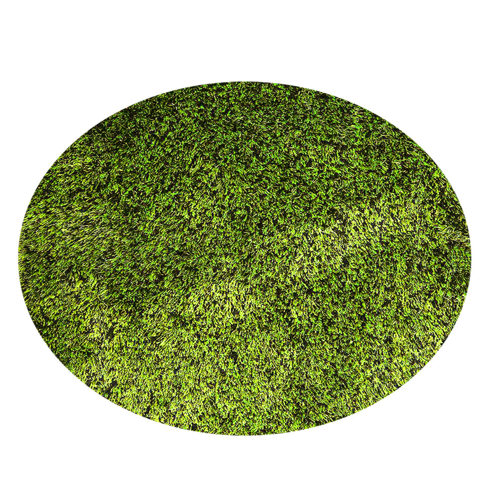 Solid Green Shag Polyester Area Rug