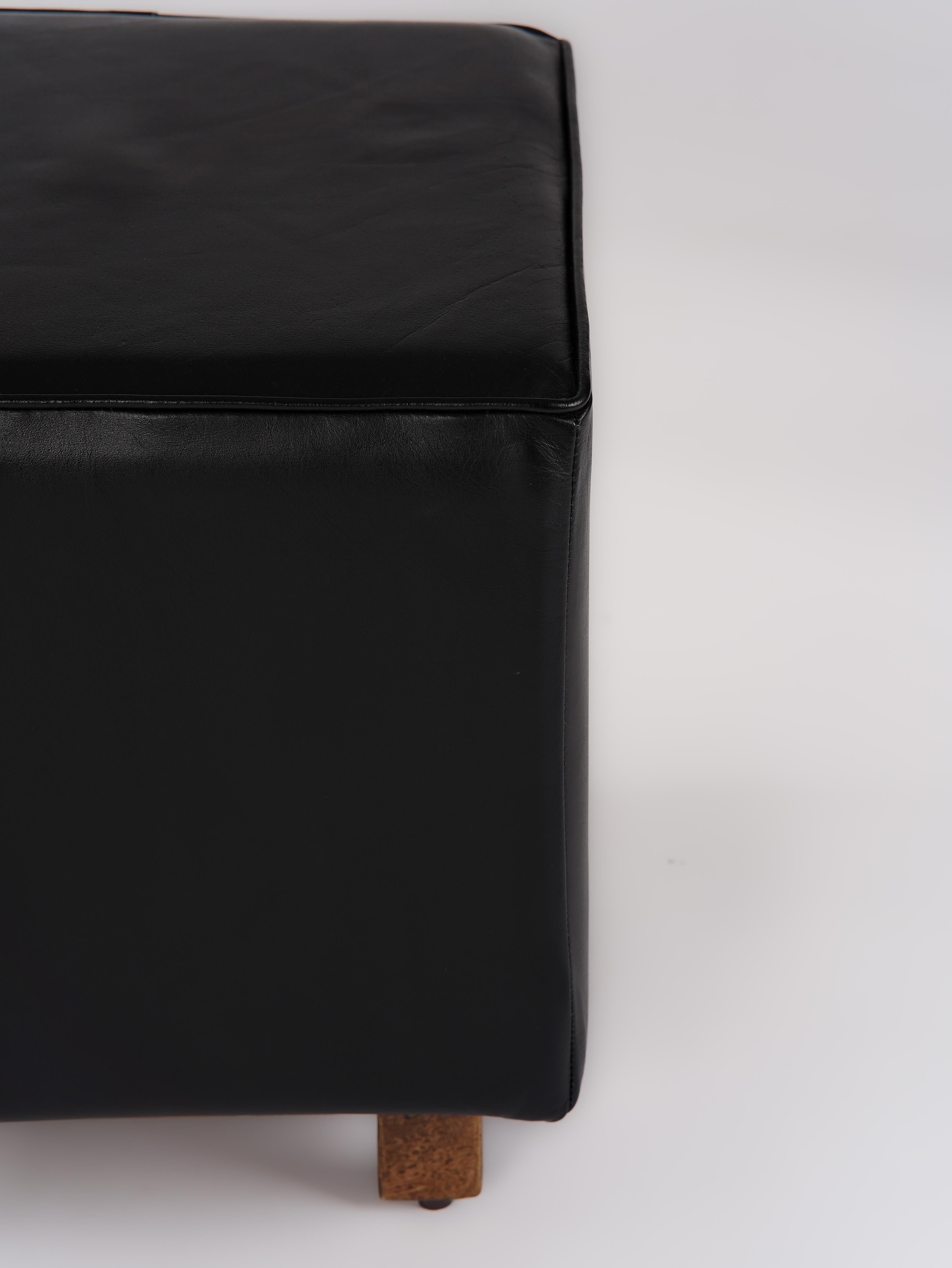 Close-up of top stitching and leather grain on The Esquire Rest stool