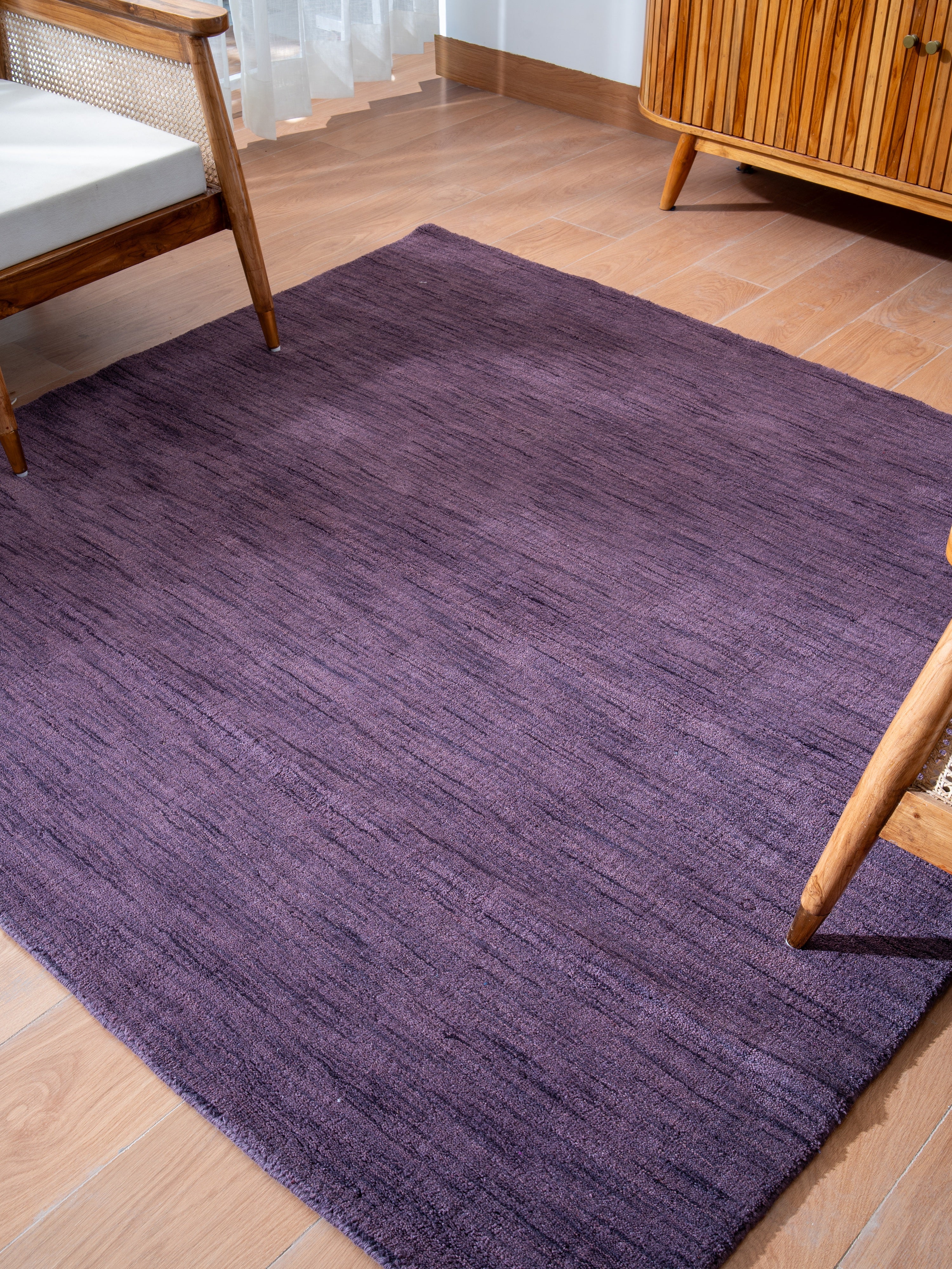 Solid Hand Knotted Wool Rug