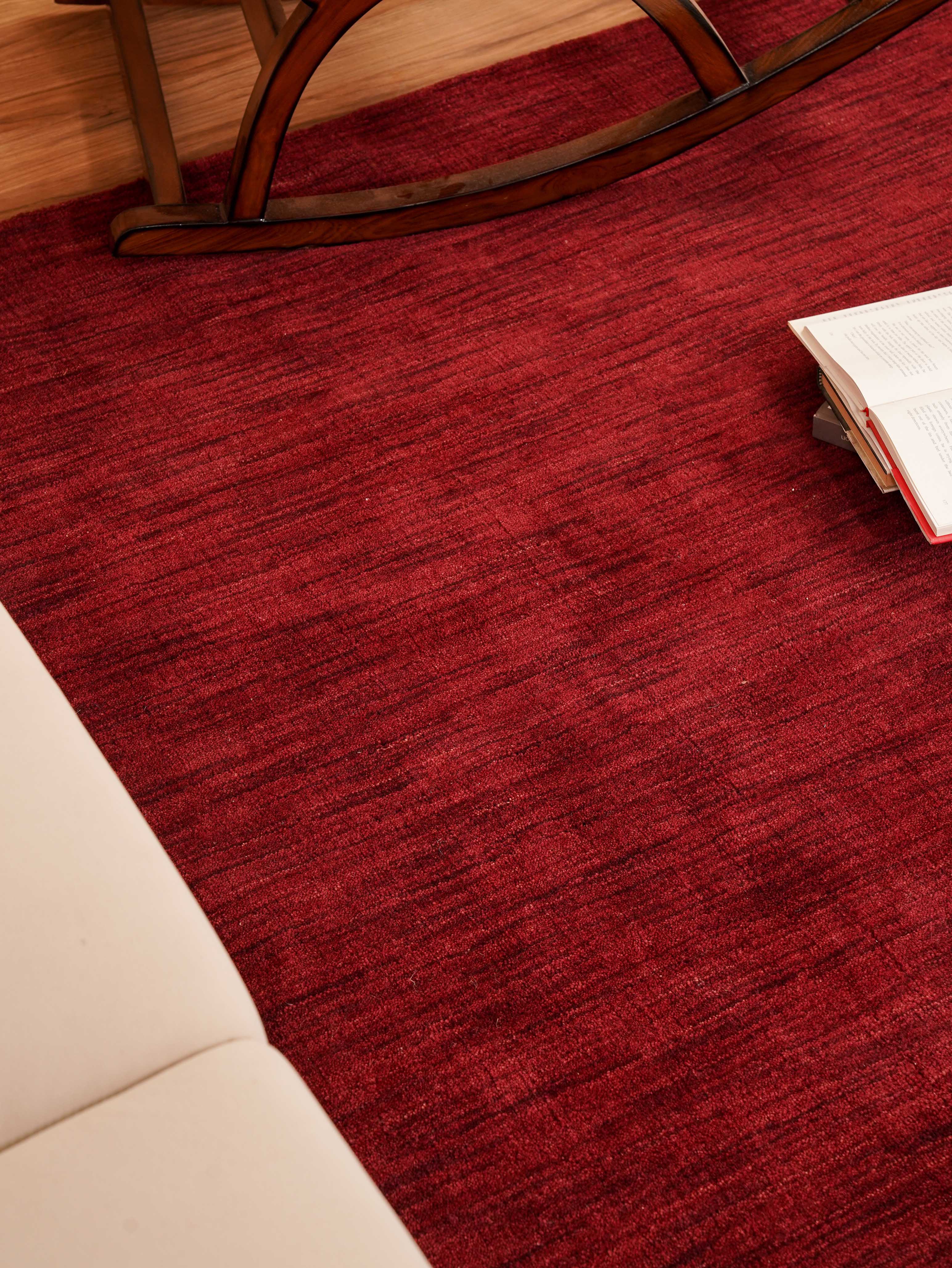 Solid Hand Knotted Wool Rug
