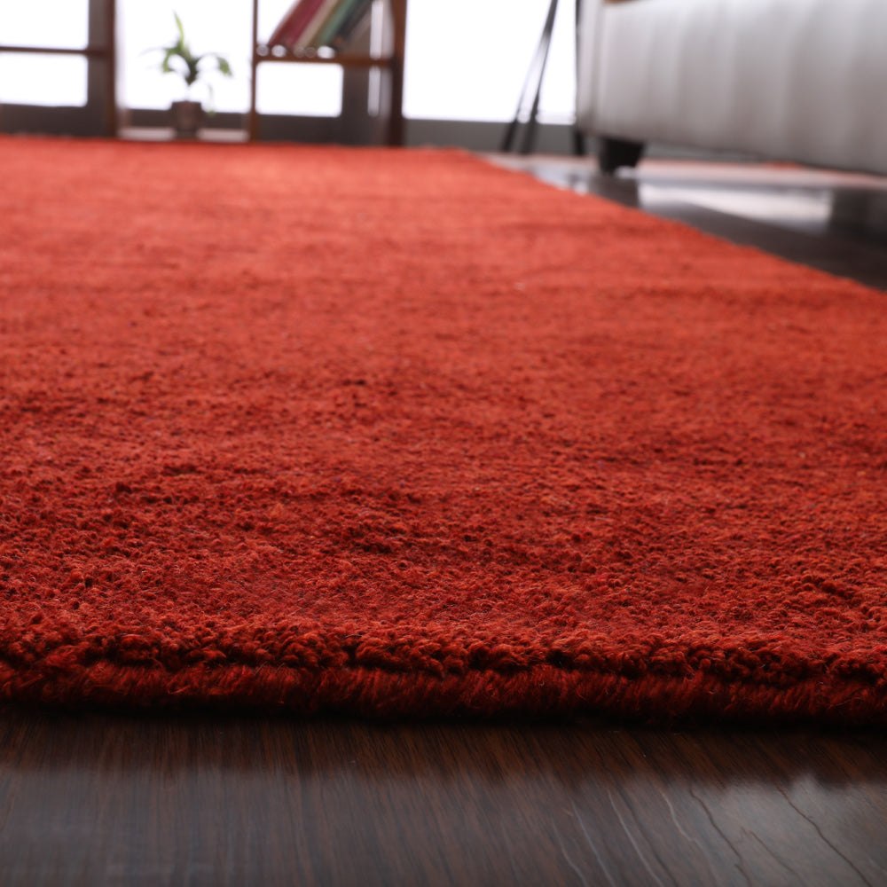 Solid Hand Knotted Wool Rug