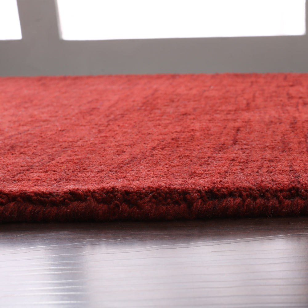 Solid Hand Knotted Wool Rug