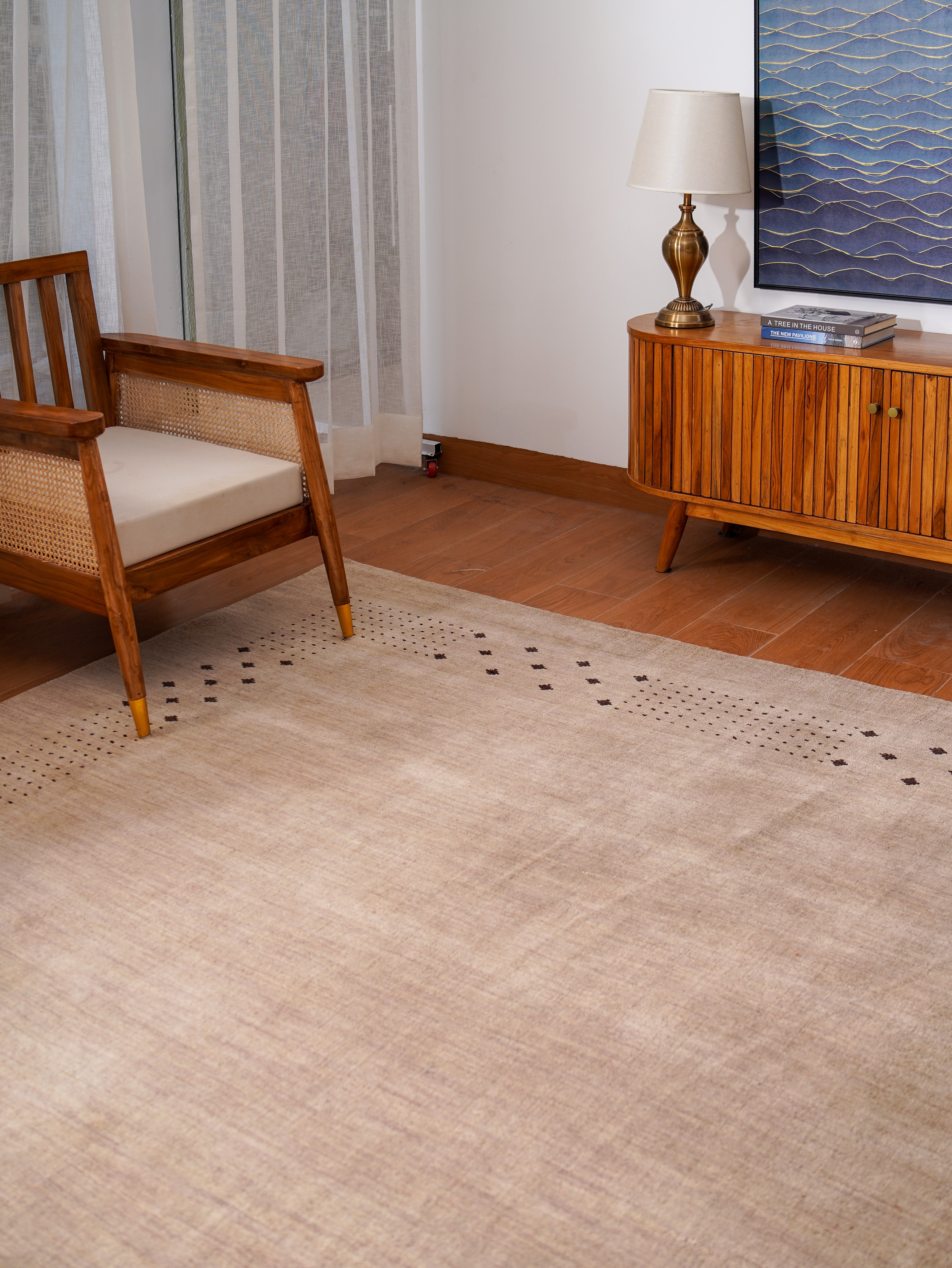 Teal Hand Knotted Wool Rug