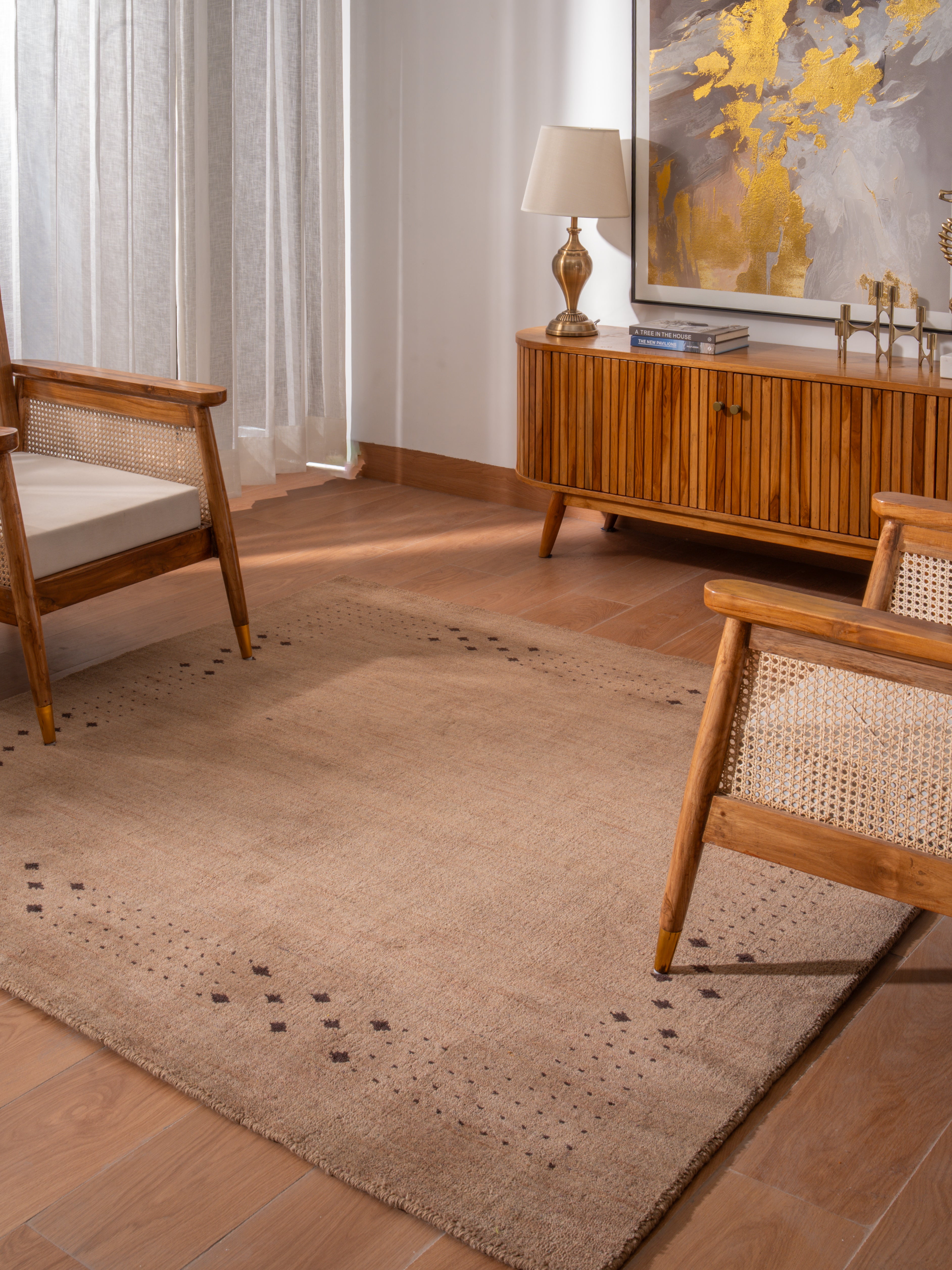 Teal Hand Knotted Wool Rug