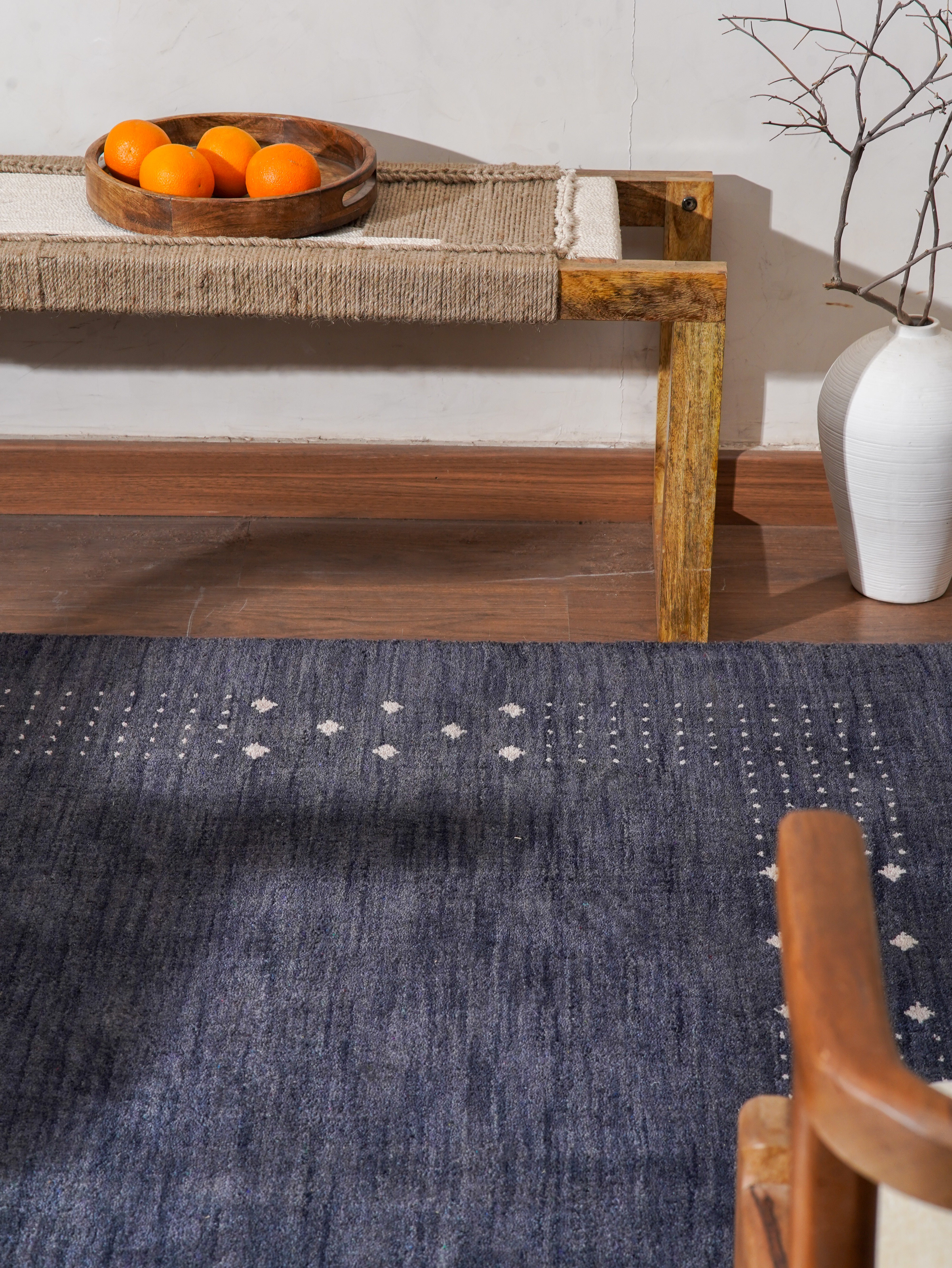 Teal Hand Knotted Wool Rug