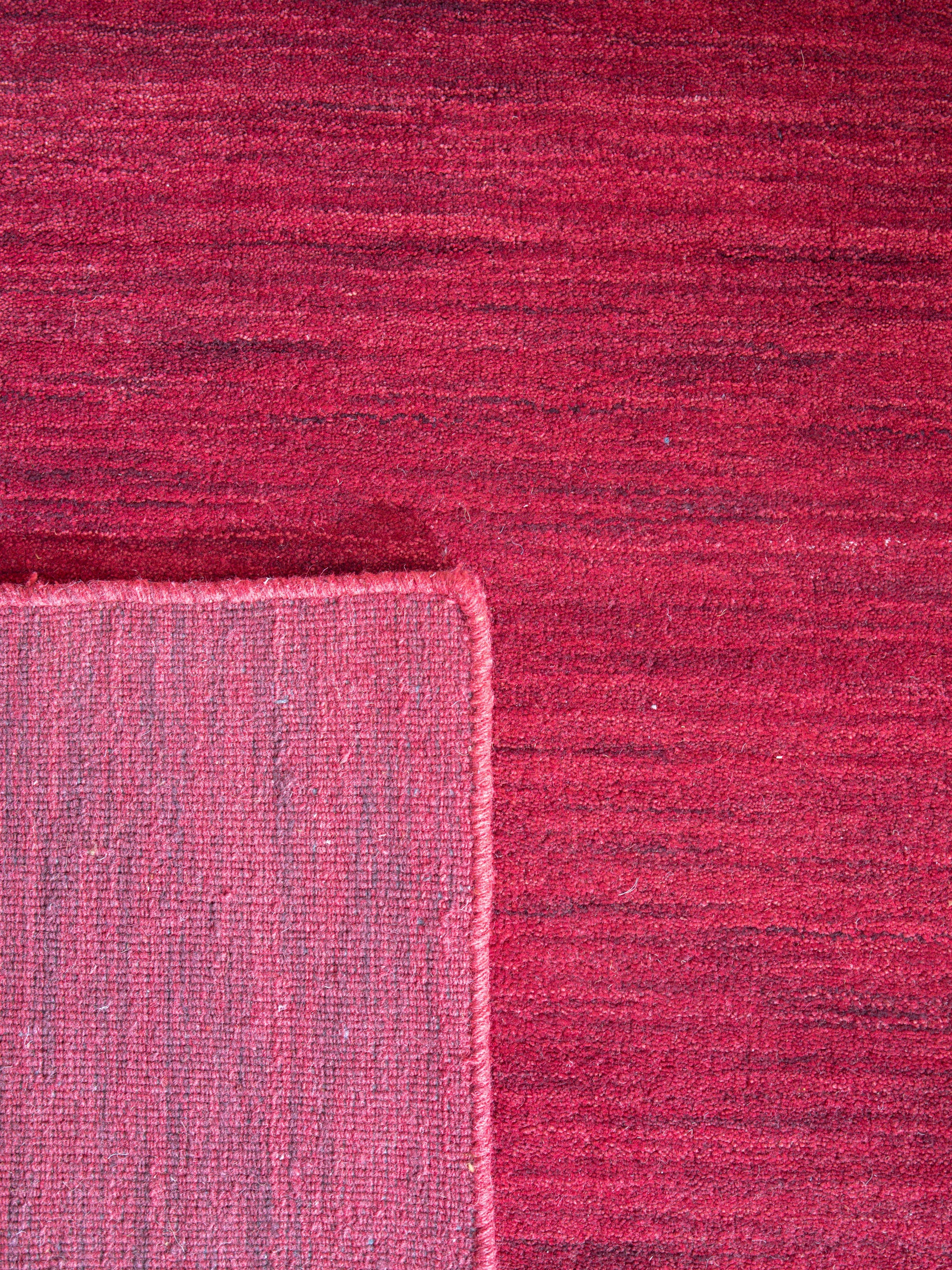 Red Solid Hand Knotted Wool Rug