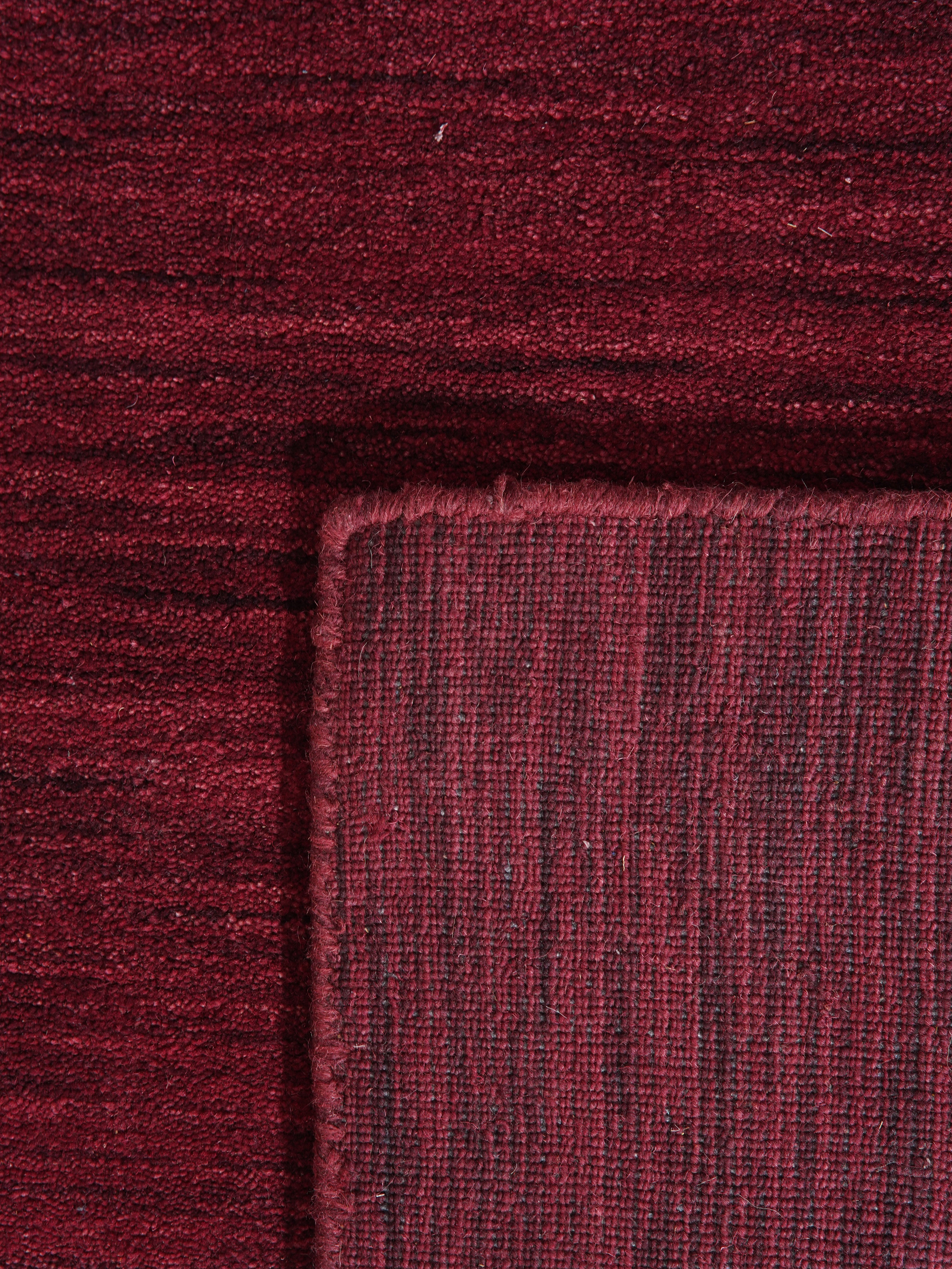 Red Solid Hand Knotted Wool Rug