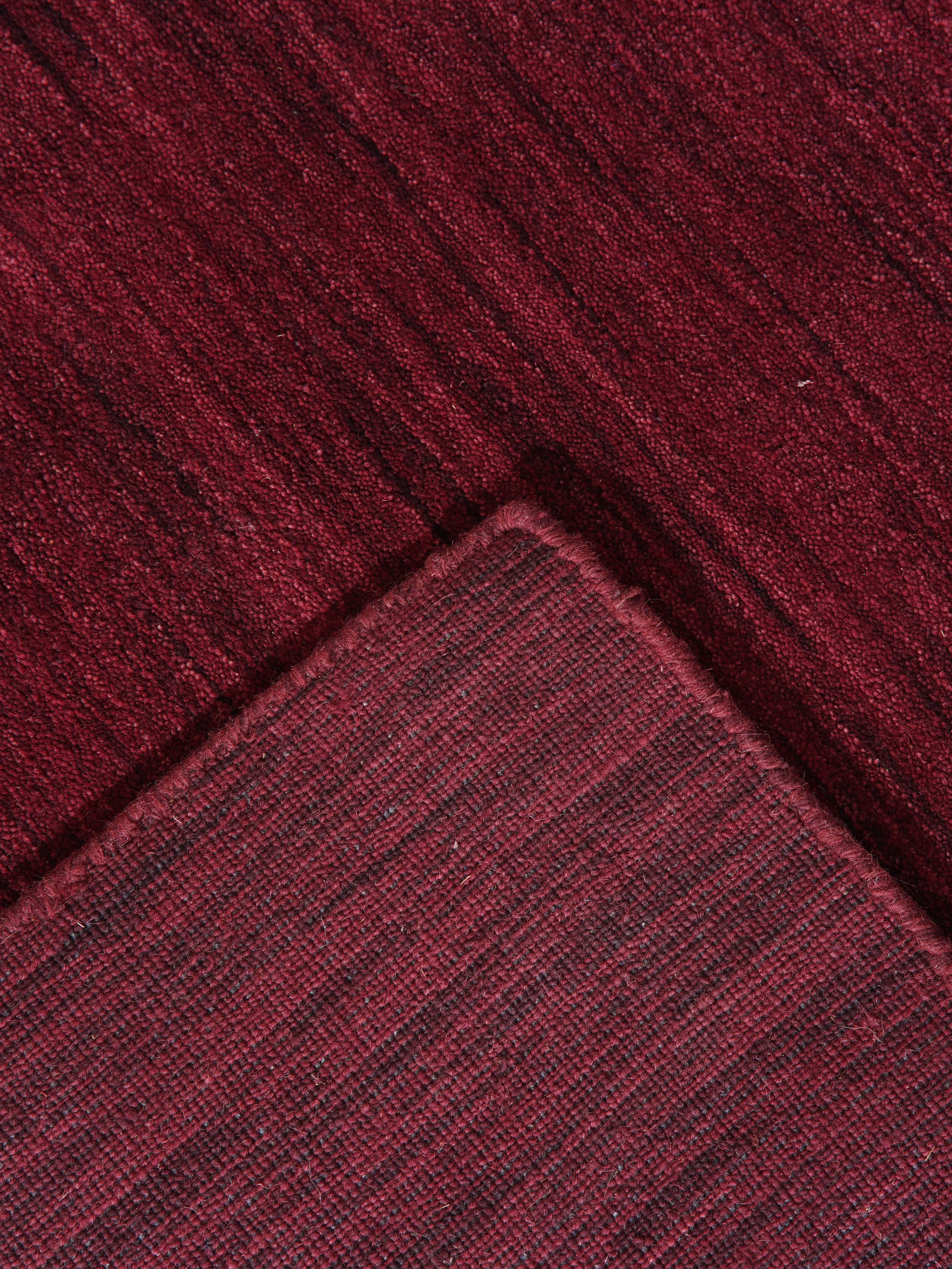Red Solid Hand Knotted Wool Rug