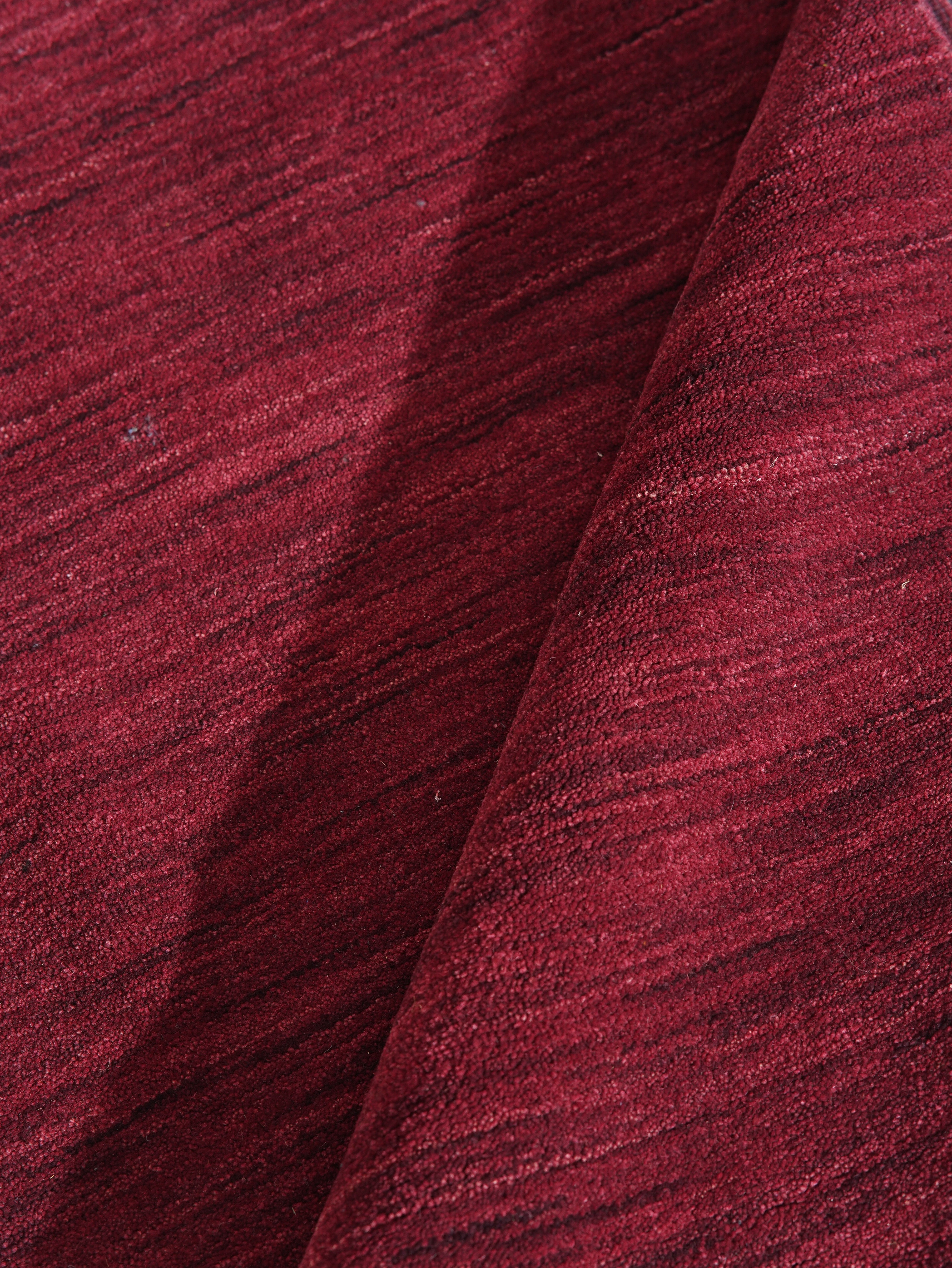 Red Solid Hand Knotted Wool Rug