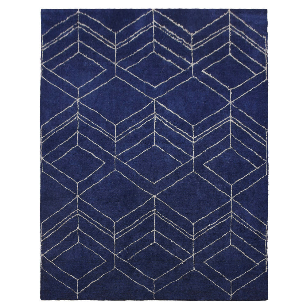 Cube Hand Knotted Recycled Silk Rug