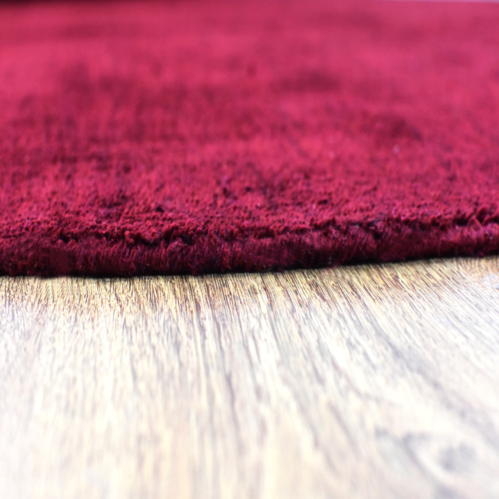 Solid Hand Knotted Silk & Wool Rug
