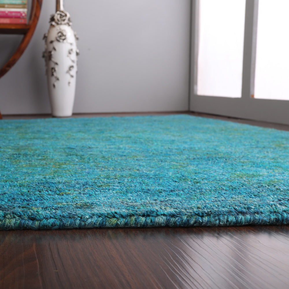 Solid Hand Knotted Silk & Wool Rug