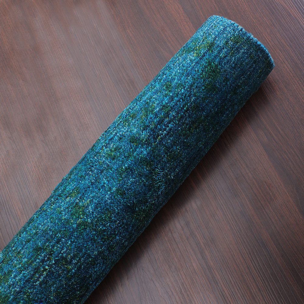 Solid Hand Knotted Silk & Wool Rug