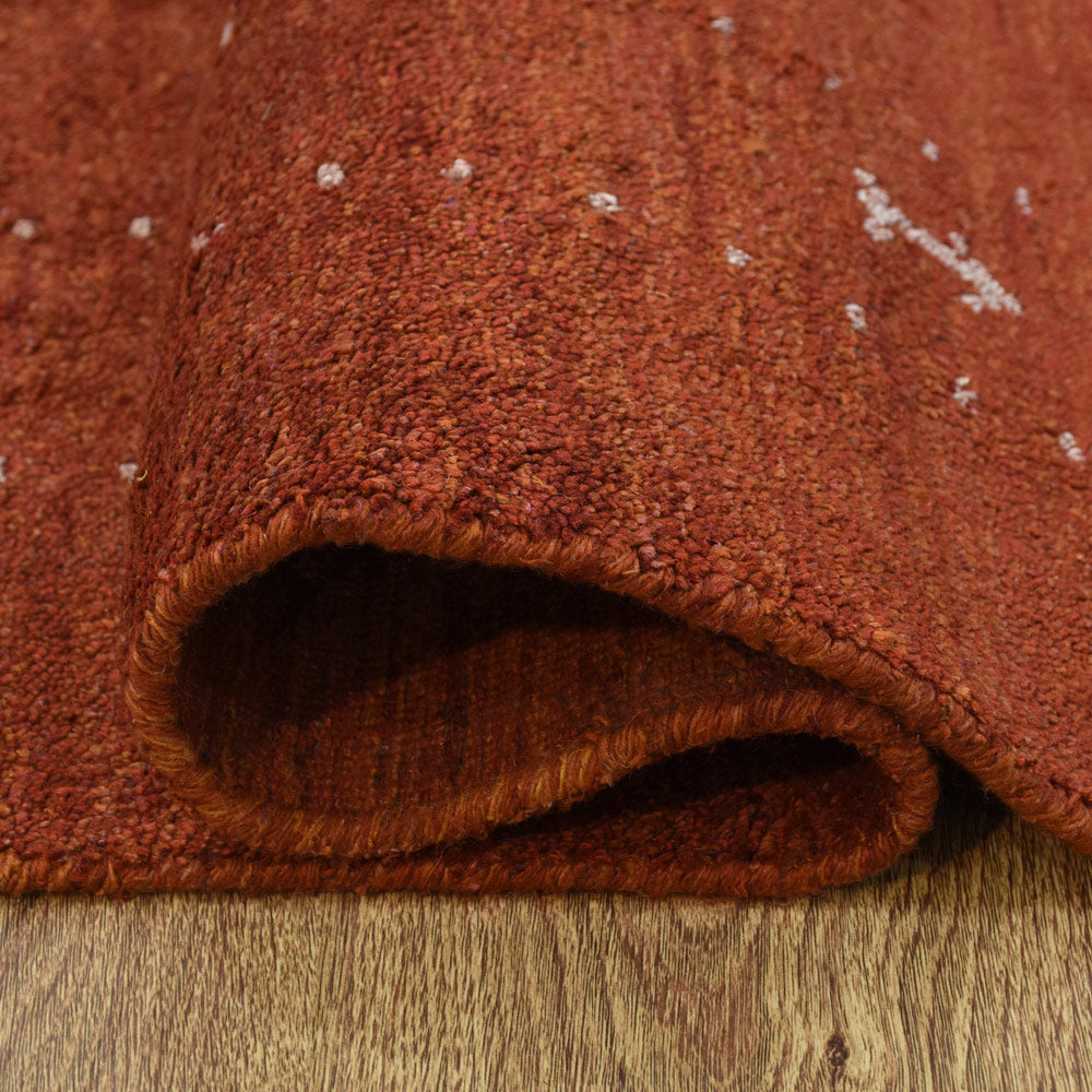 Fia Hand Knotted Silk & Wool Orange Area Rug