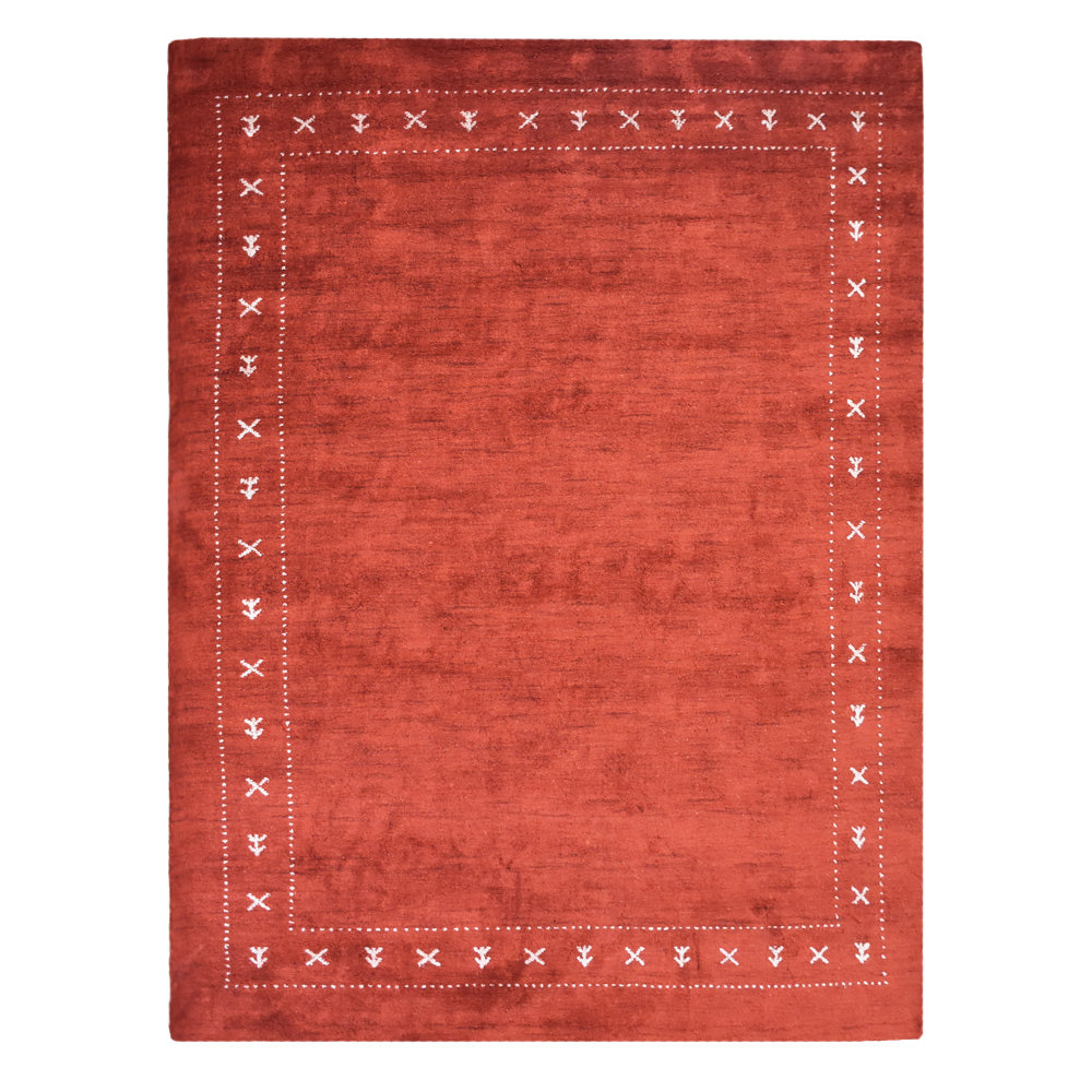 Fia Hand Knotted Silk & Wool Orange Area Rug