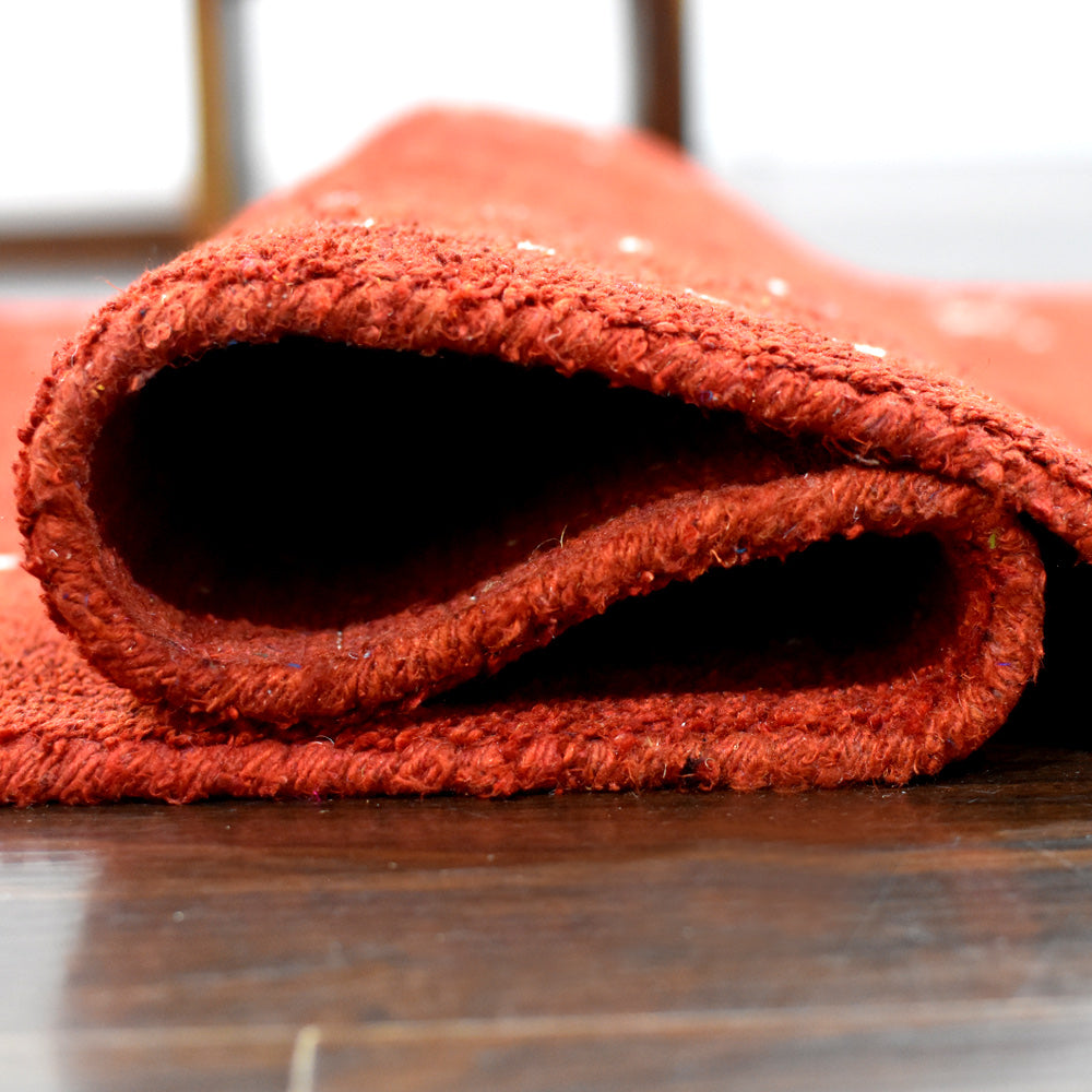 Fia Hand Knotted Silk & Wool Orange Area Rug