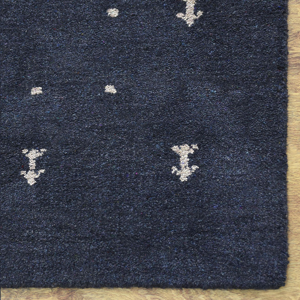 Dale Hand Knotted Silk & Wool Blue Area Rug