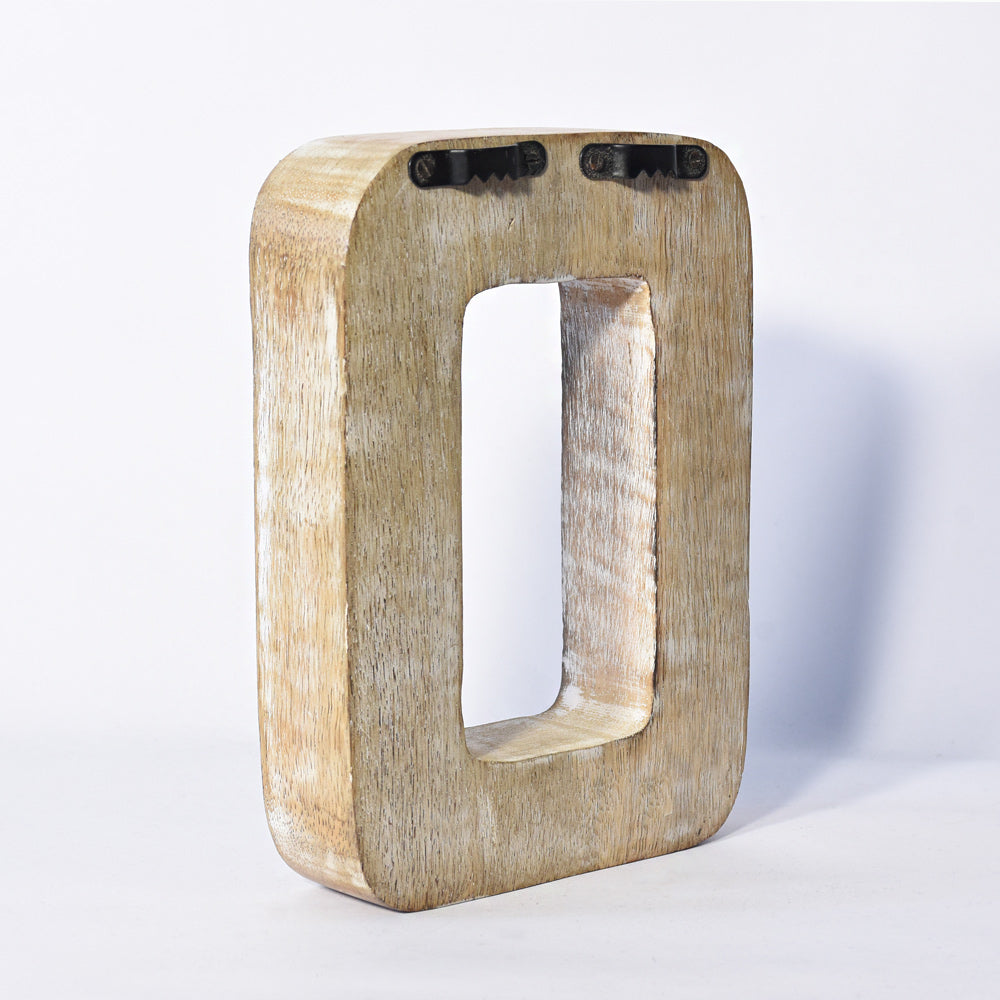 Bohemian Teardrop-Patterned Mango Wood Carved Letter & Number Block