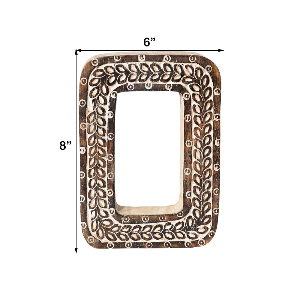Bohemian Teardrop-Patterned Mango Wood Carved Letter & Number Block
