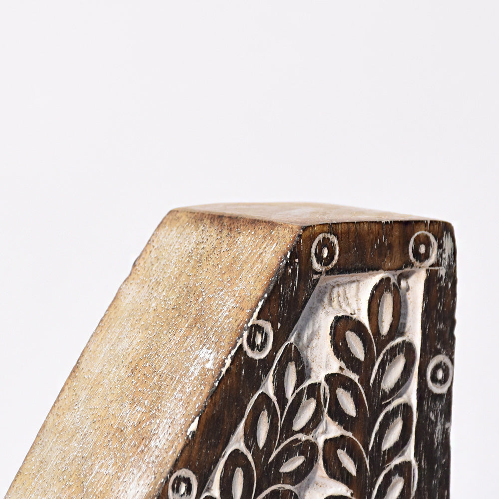Bohemian Teardrop-Patterned Mango Wood Carved Letter & Number Block
