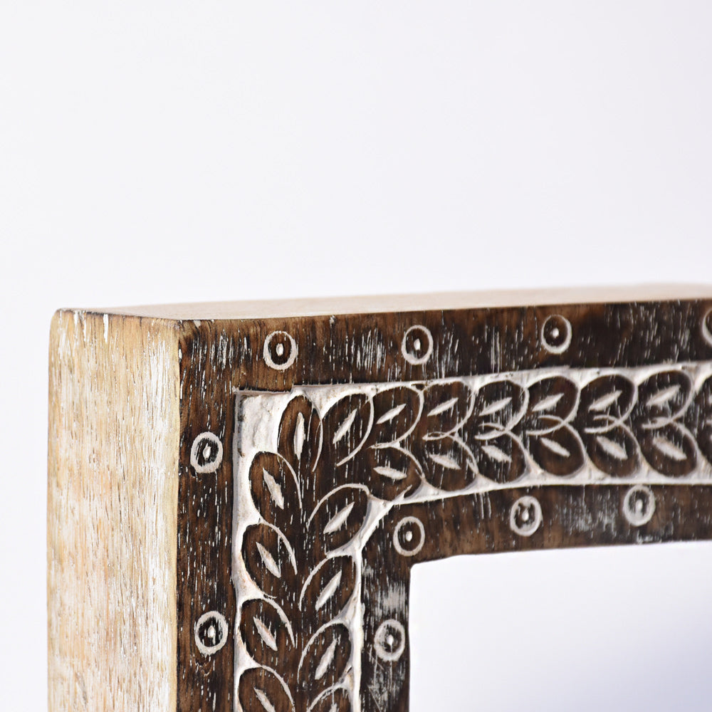 Bohemian Teardrop-Patterned Mango Wood Carved Letter & Number Block