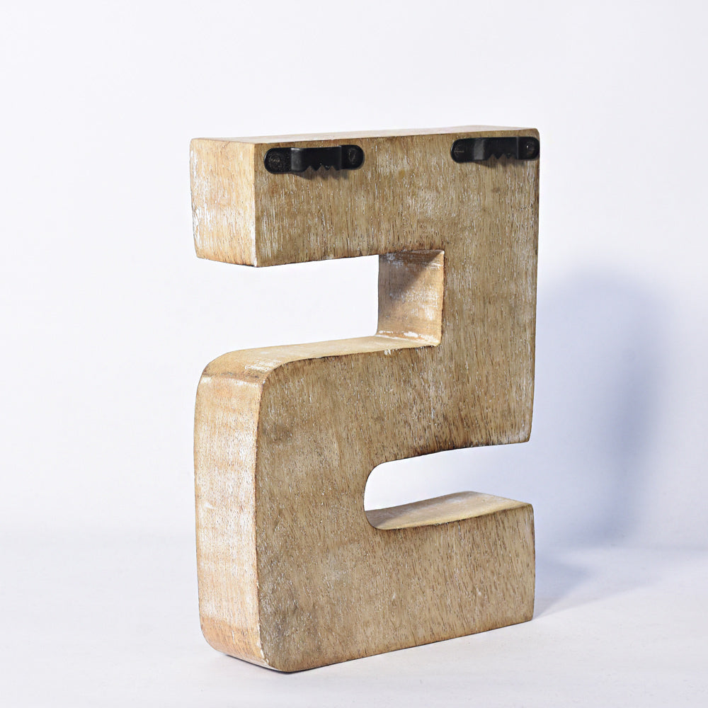 Bohemian Teardrop-Patterned Mango Wood Carved Letter & Number Block