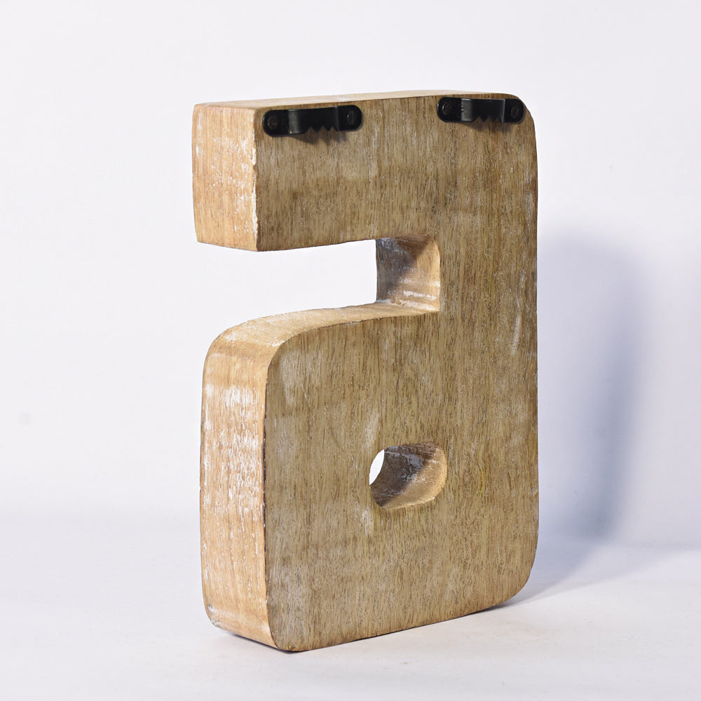 Bohemian Teardrop-Patterned Mango Wood Carved Letter & Number Block