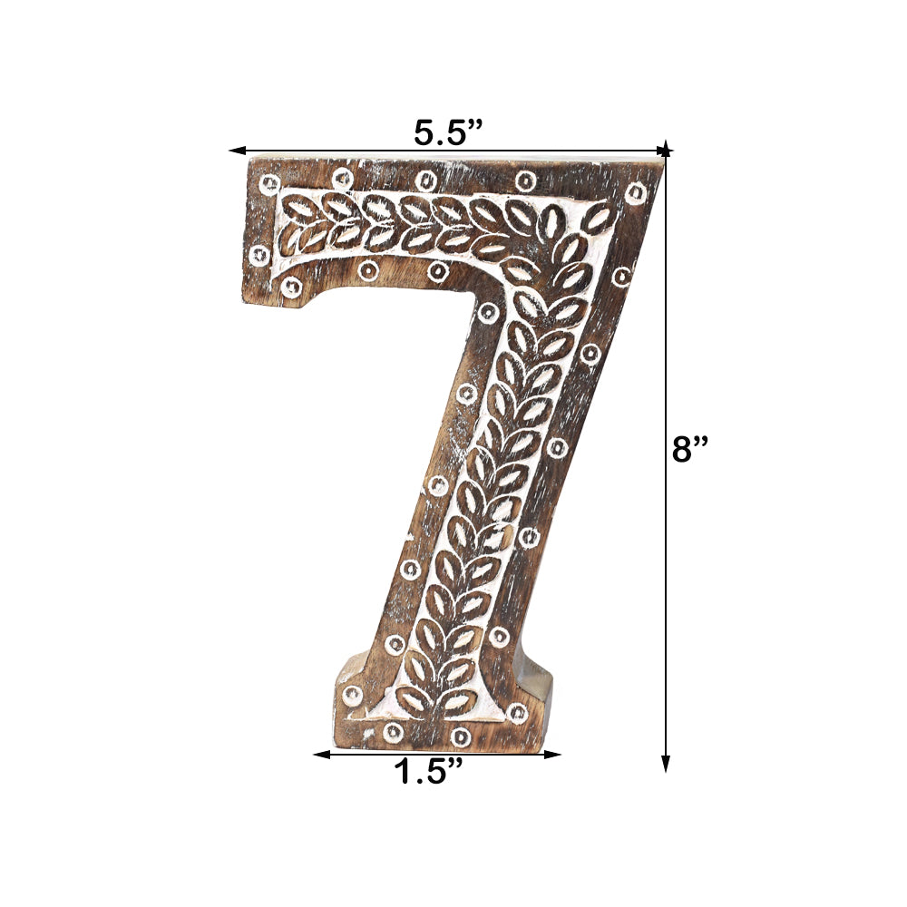 Bohemian Teardrop-Patterned Mango Wood Carved Letter & Number Block