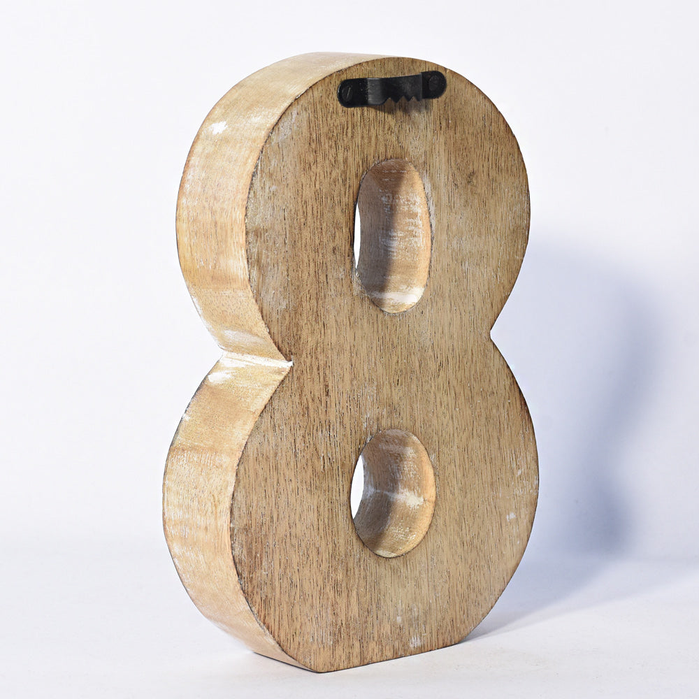 Bohemian Teardrop-Patterned Mango Wood Carved Letter & Number Block