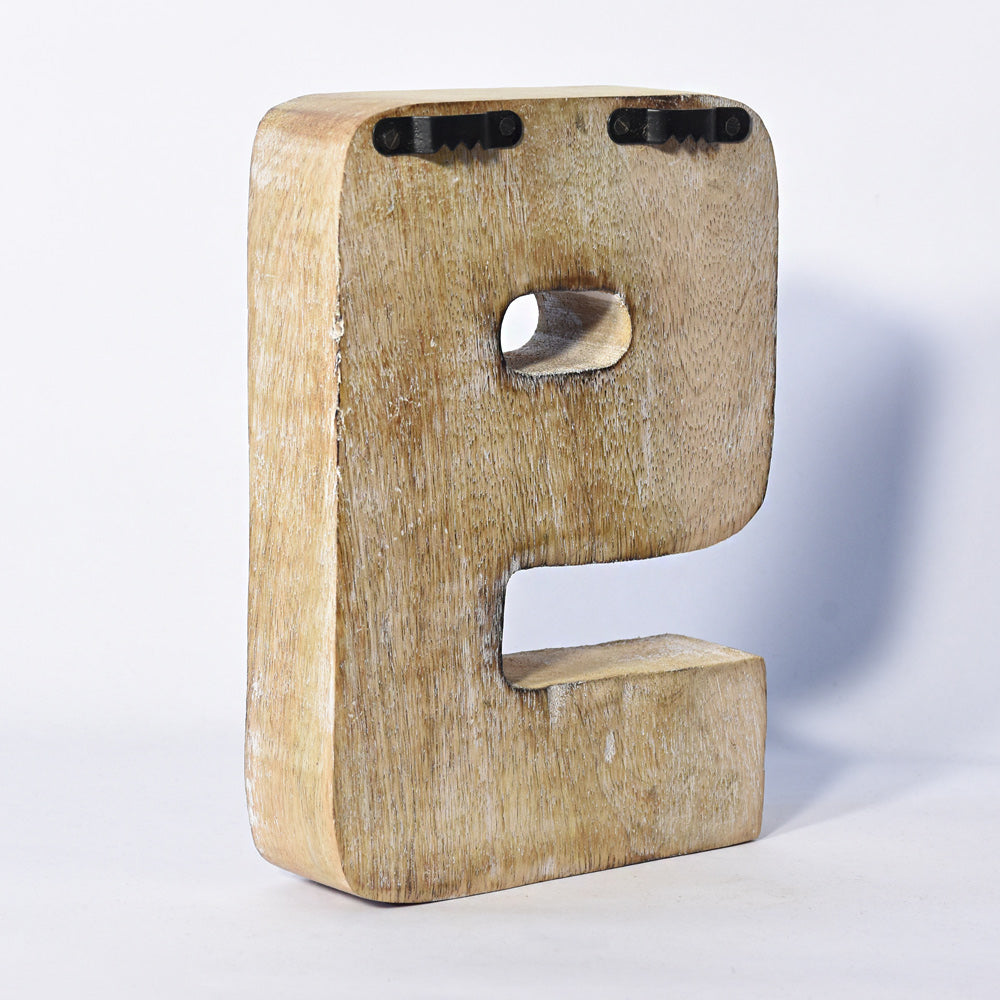 Bohemian Teardrop-Patterned Mango Wood Carved Letter & Number Block