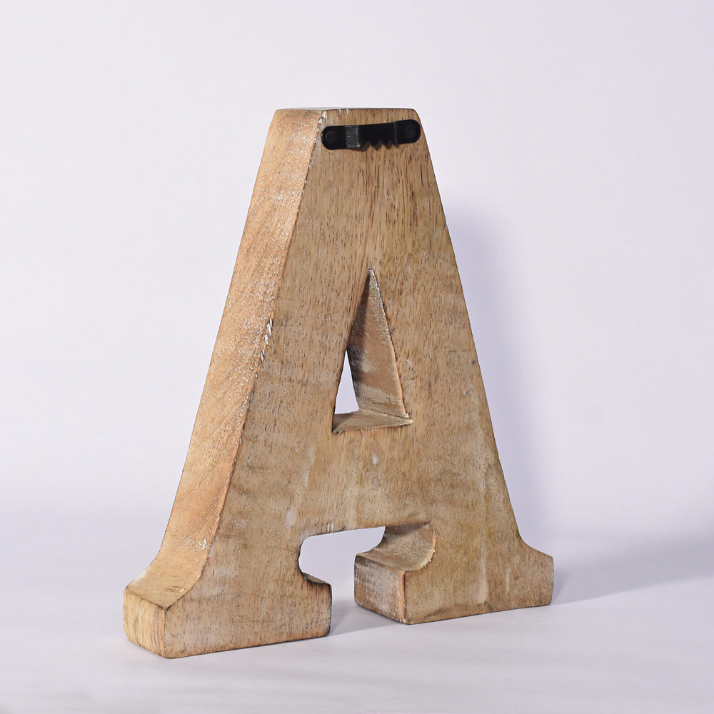 Bohemian Teardrop-Patterned Mango Wood Carved Letter & Number Block