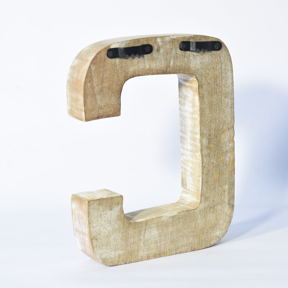 Bohemian Teardrop-Patterned Mango Wood Carved Letter & Number Block
