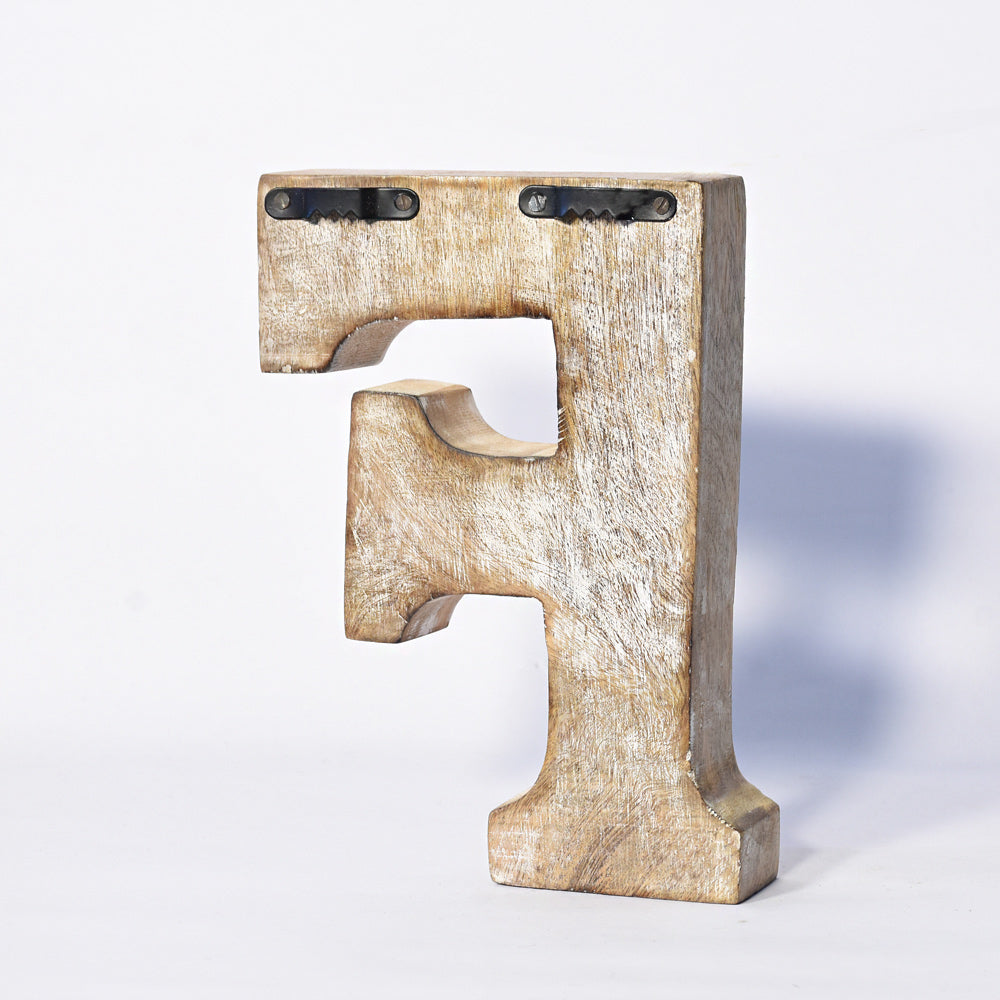 Bohemian Teardrop-Patterned Mango Wood Carved Letter & Number Block