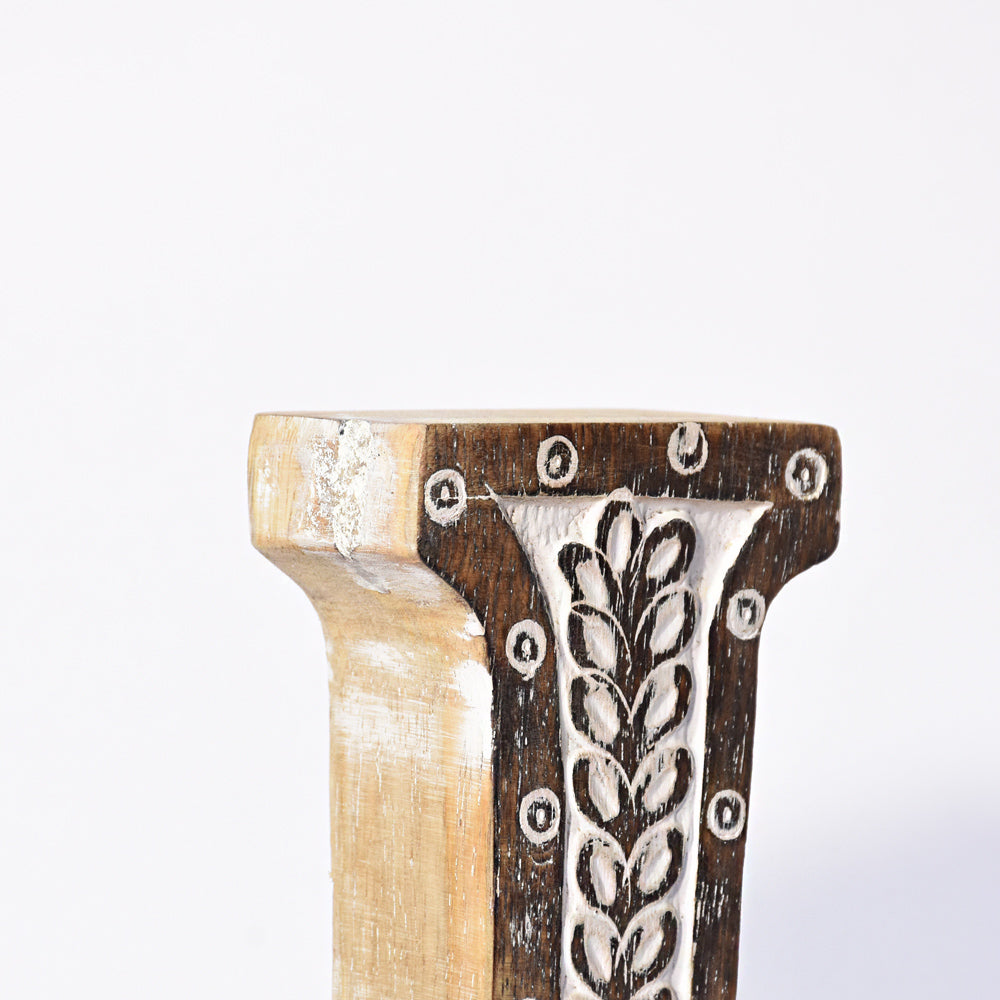 Bohemian Teardrop-Patterned Mango Wood Carved Letter & Number Block