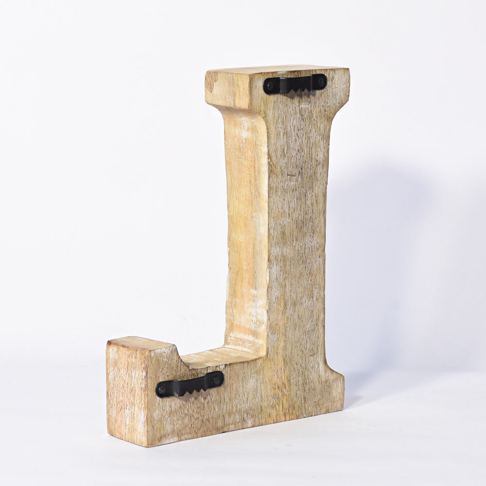 Bohemian Teardrop-Patterned Mango Wood Carved Letter & Number Block