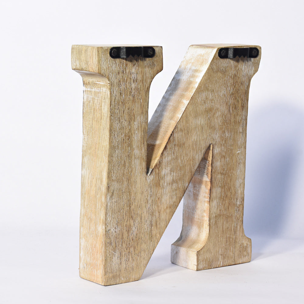Bohemian Teardrop-Patterned Mango Wood Carved Letter & Number Block