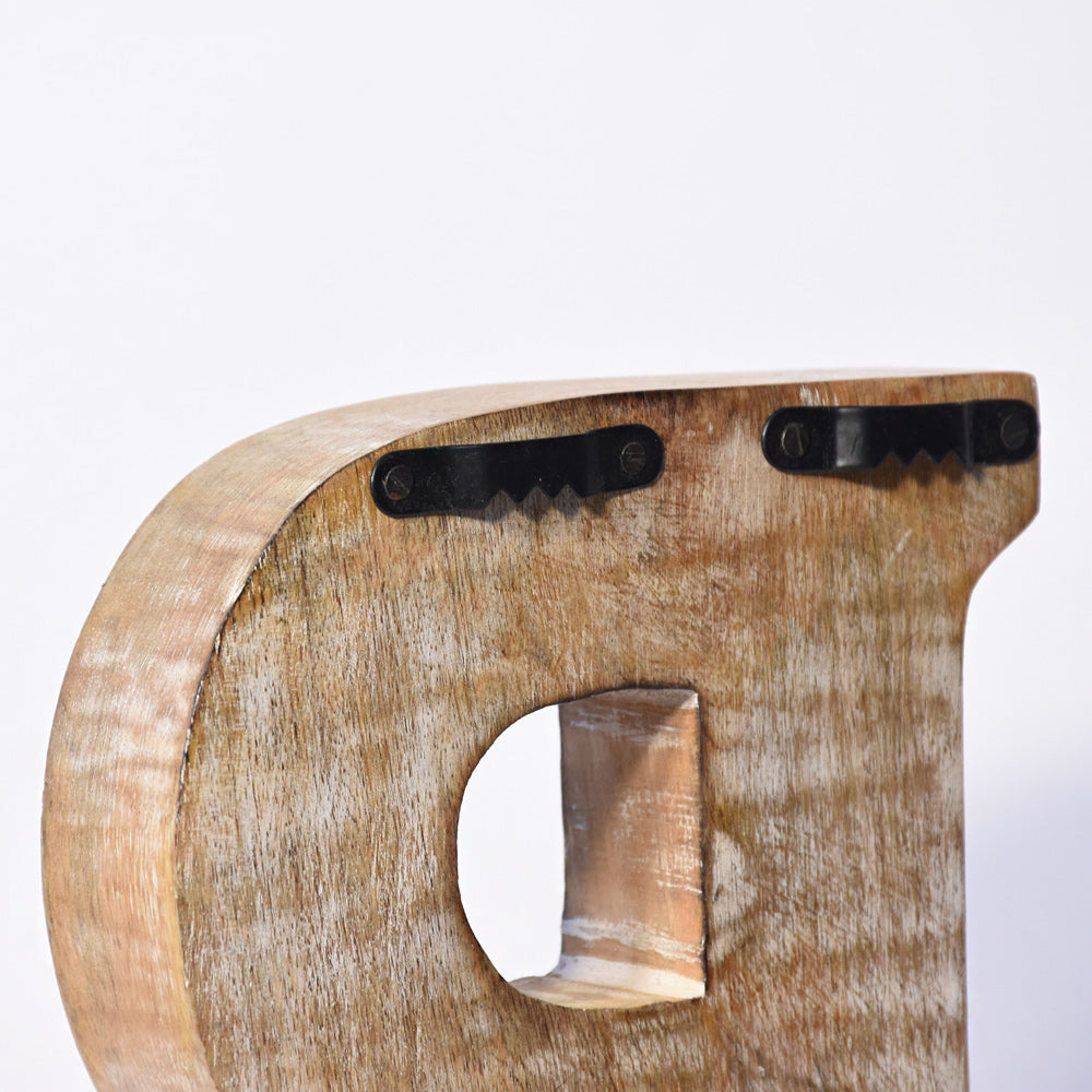 Bohemian Teardrop-Patterned Mango Wood Carved Letter & Number Block